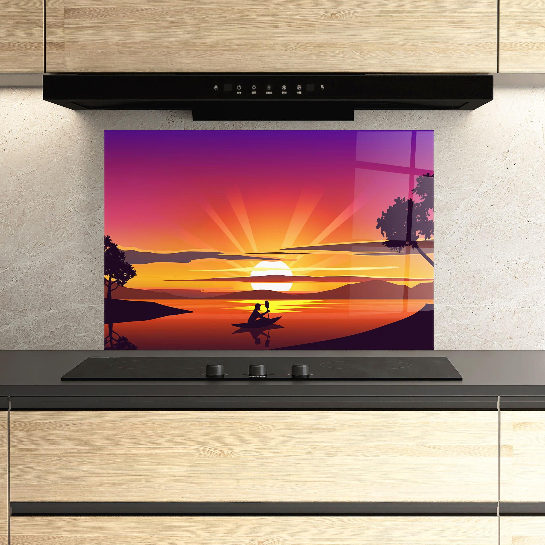 Konyhai üveg hátfal Lake Camp Sunrise mockup 3