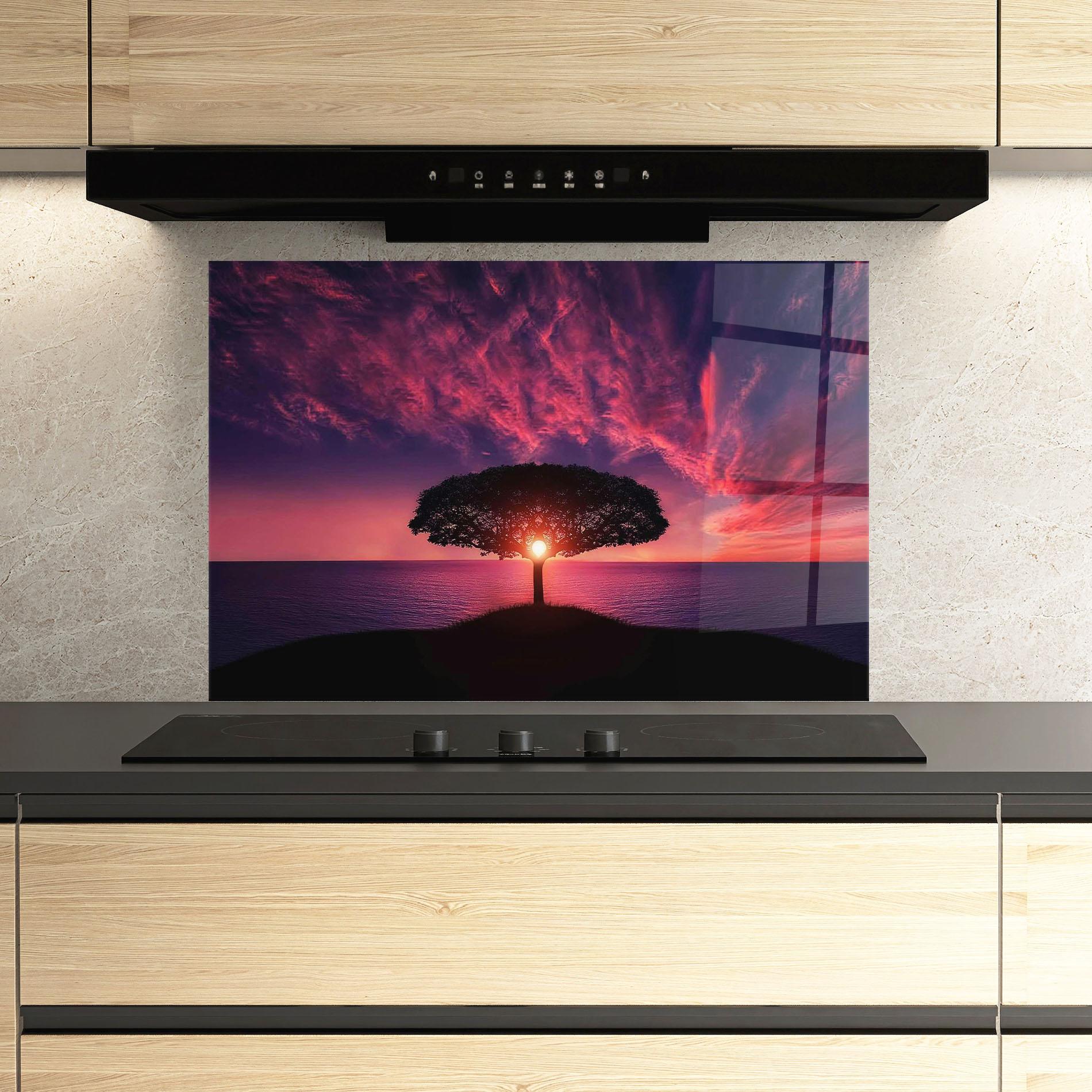 Konyhai üveg hátfal Sun Tree mockup 3