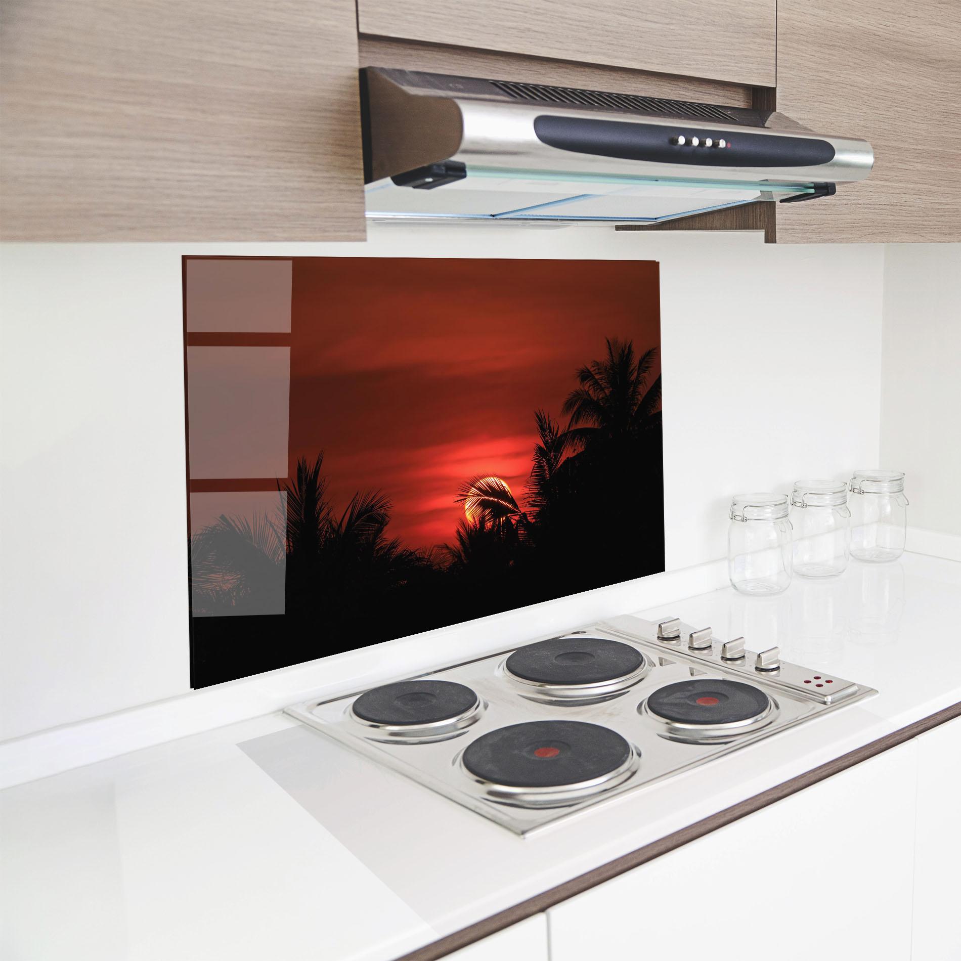 Konyhai üveg hátfal Coconuts Tree Sunset mockup 8