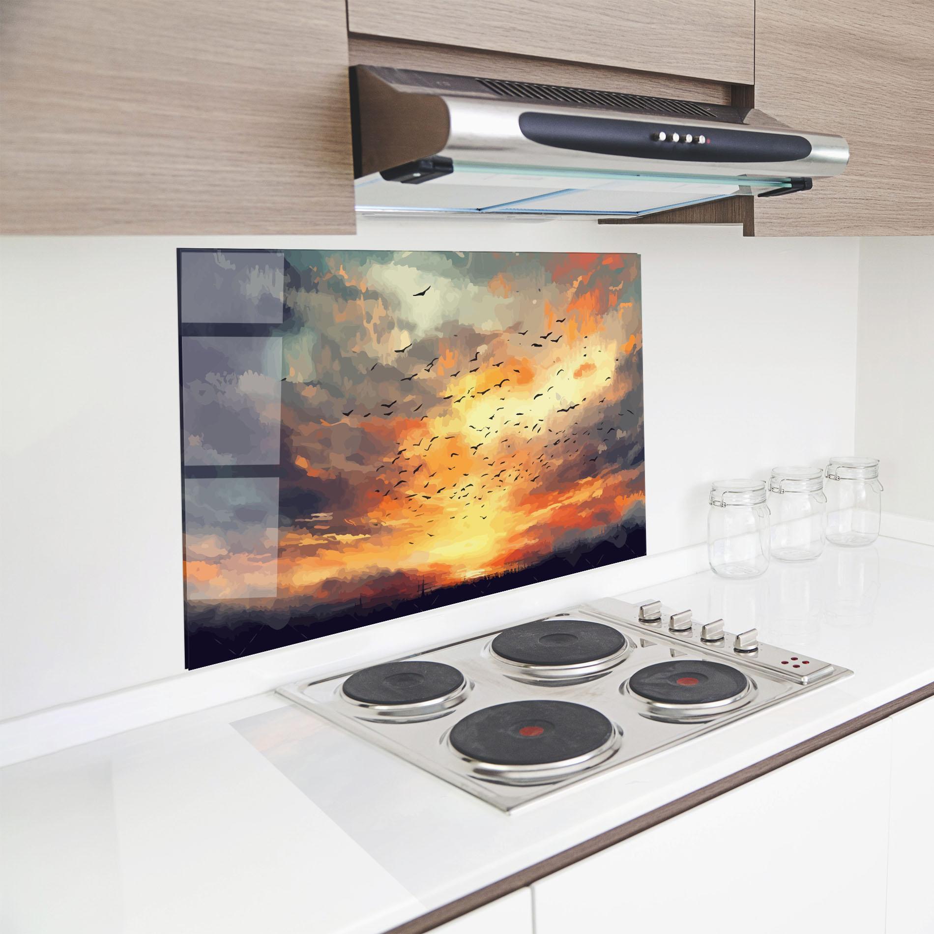 Konyhai üveg hátfal Majestic Sunset mockup 8