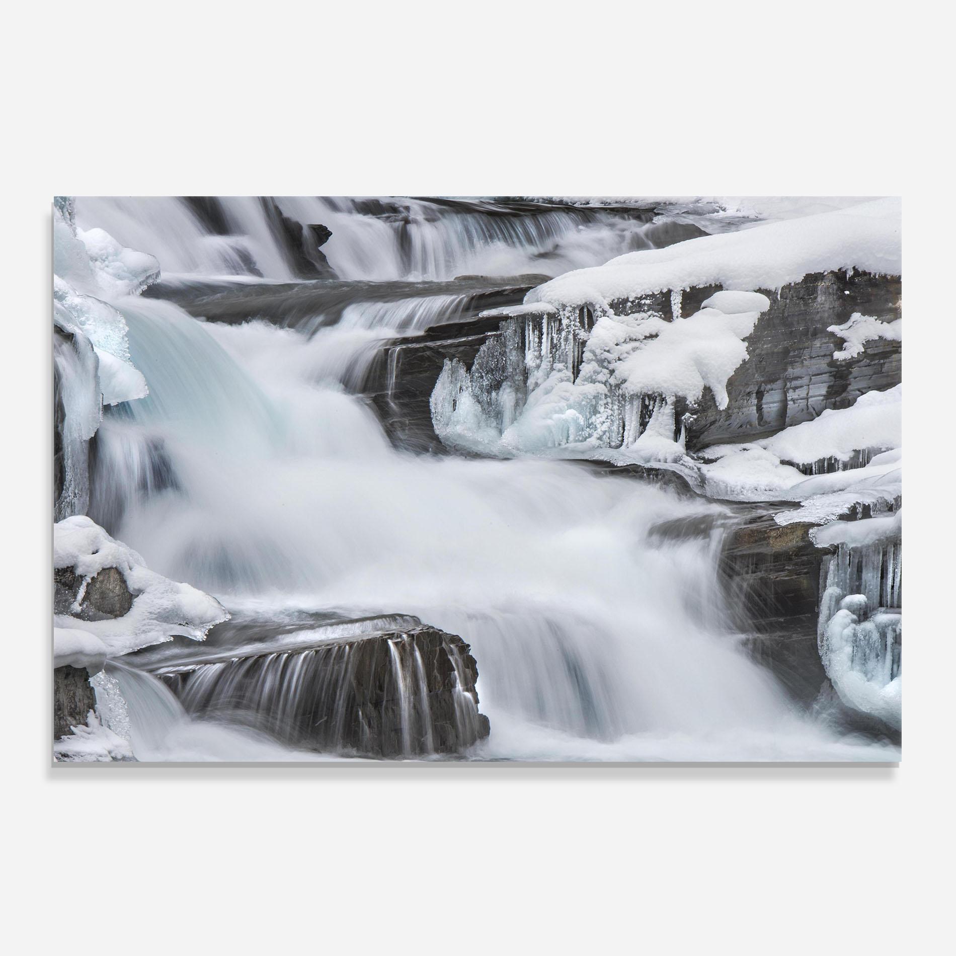 Konyhai üveg hátfal Majestic Winter Waterfall mockup 0