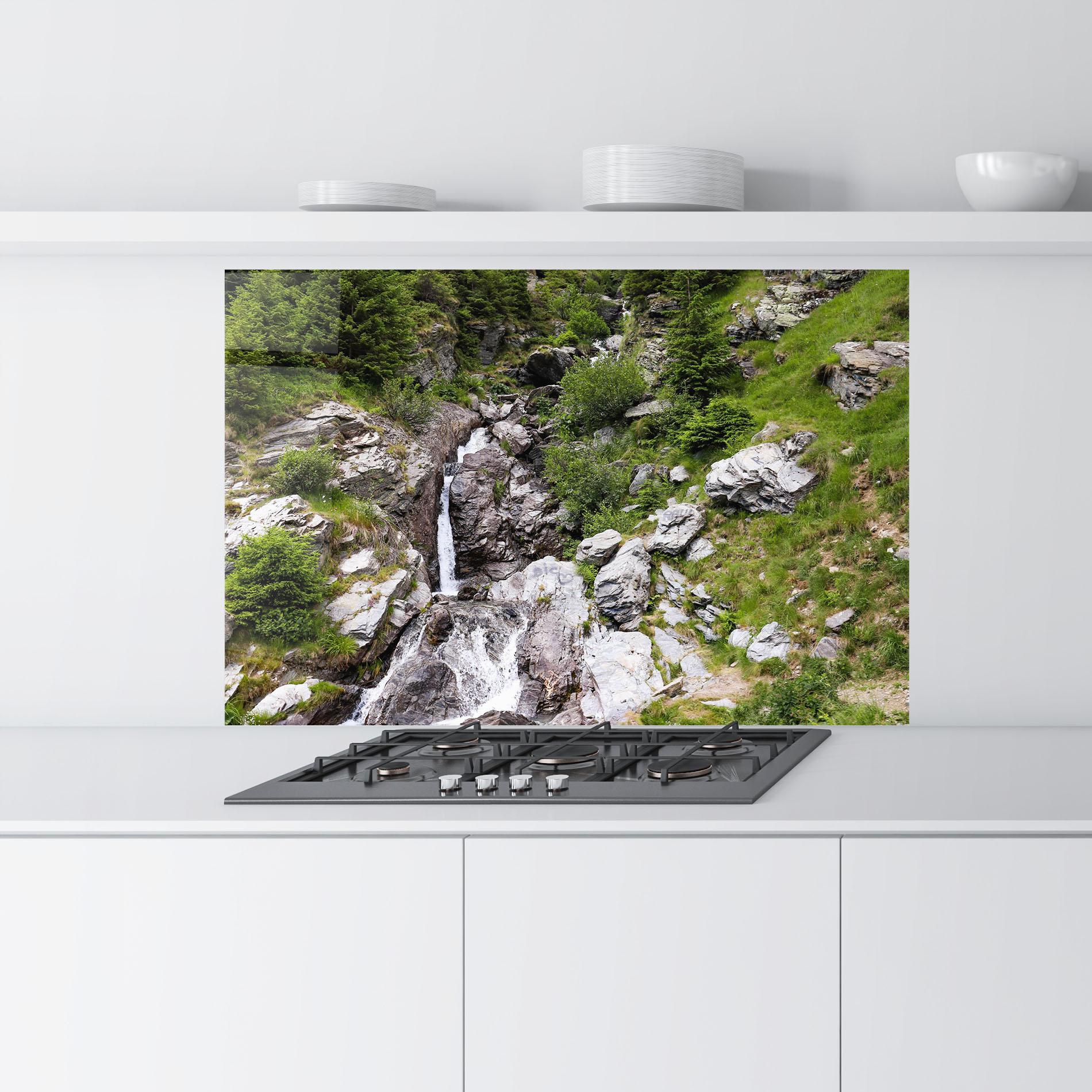 Konyhai üveg hátfal Small Waterfall mockup 9