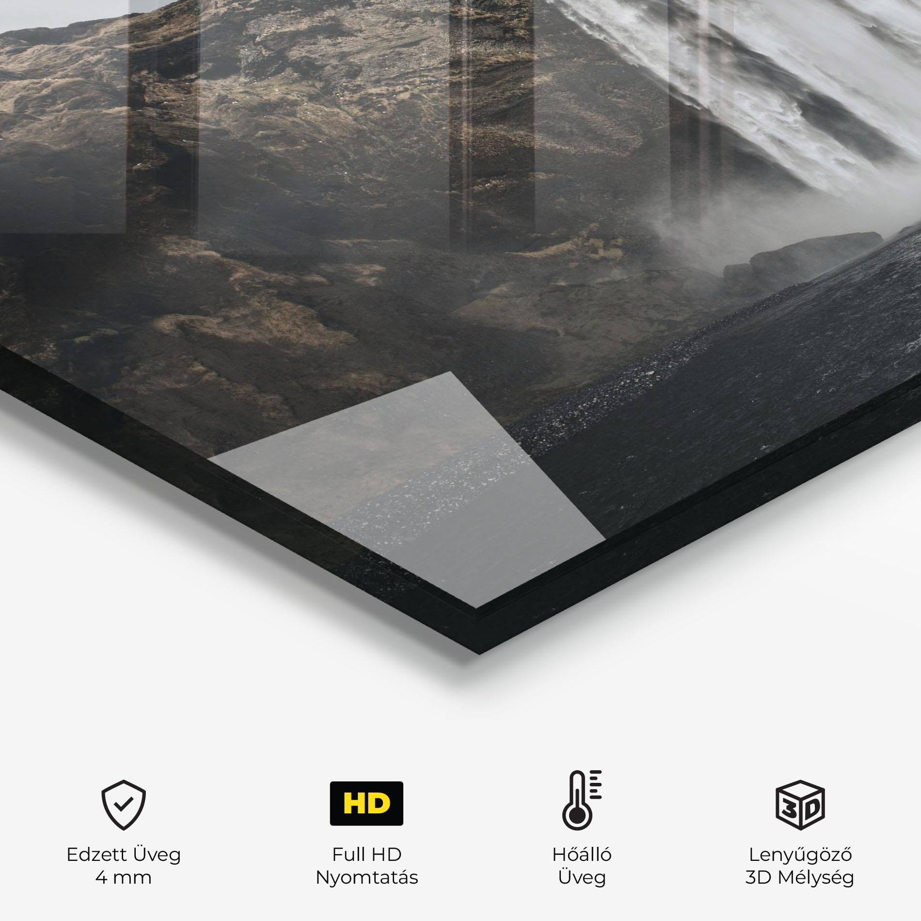 Konyhai üveg hátfal Grey Waterfall mockup 2