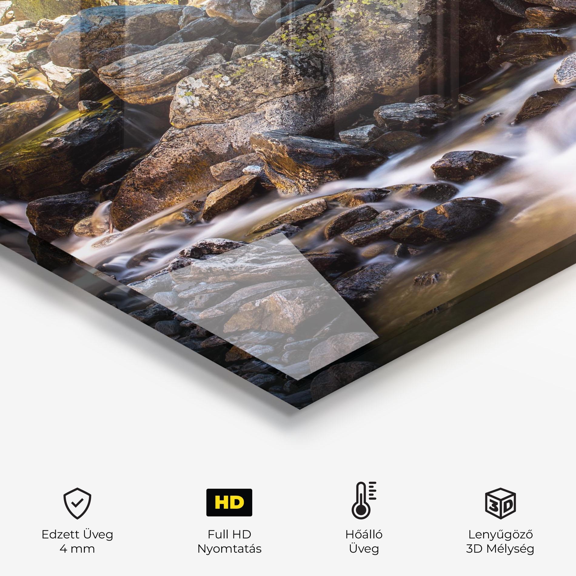 Konyhai üveg hátfal Nature Rocks Waterfall mockup 2