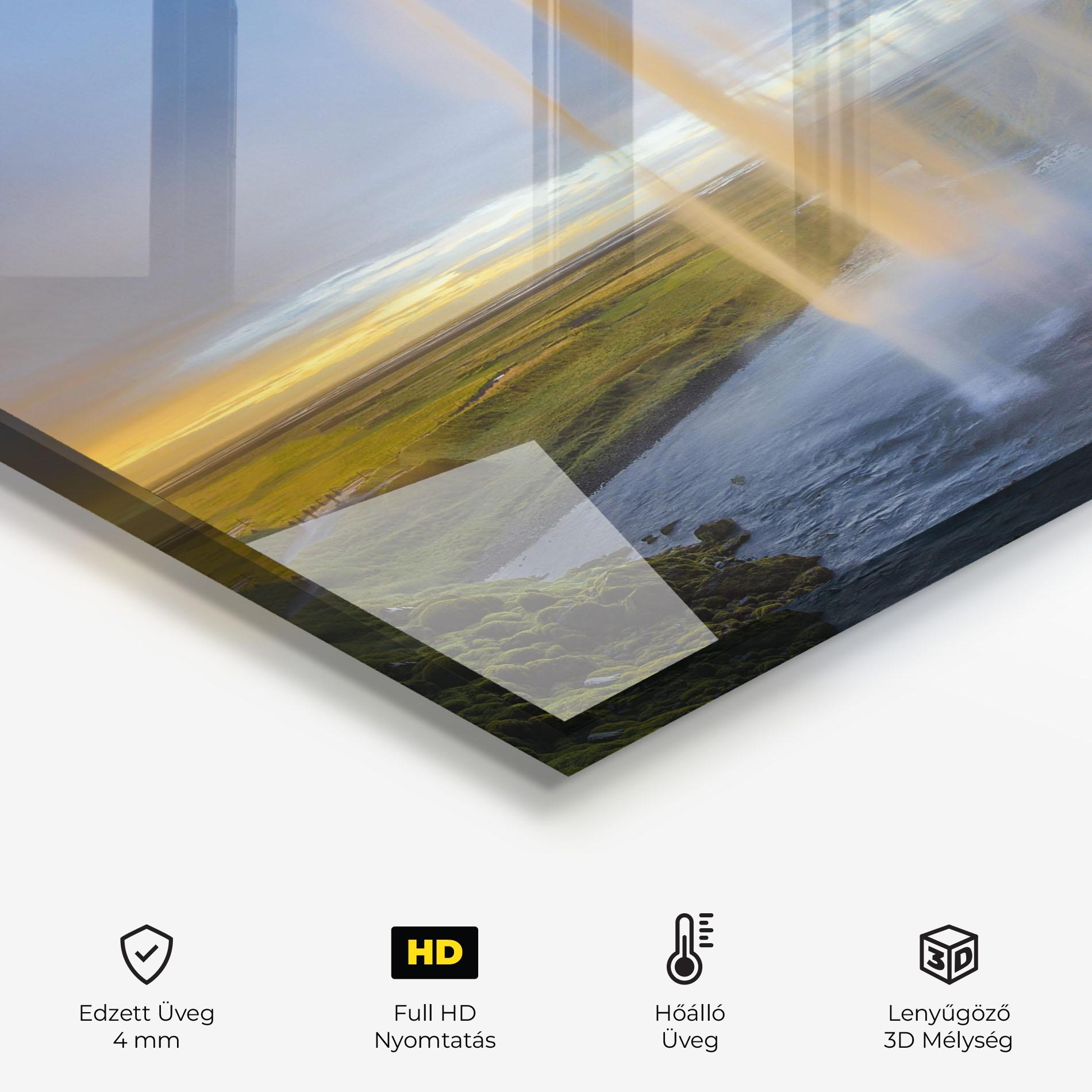 Konyhai üveg hátfal Orange Waterfall mockup 2