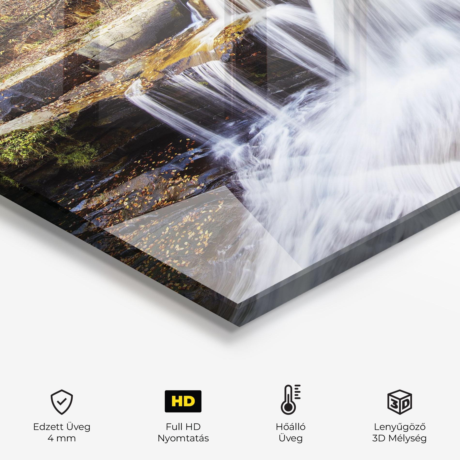 Konyhai üveg hátfal Pretty Autumn Waterfall mockup 2