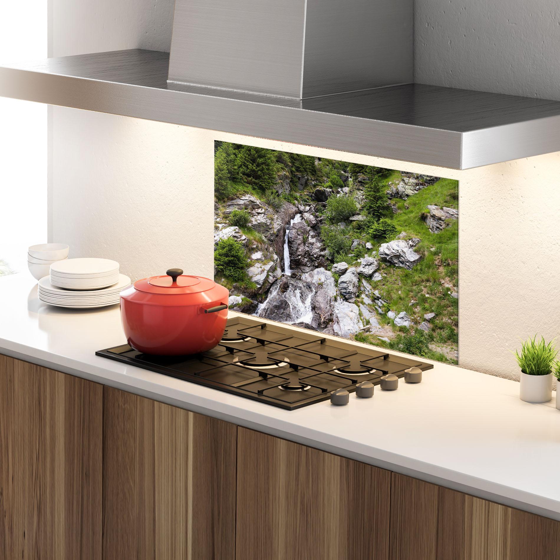Konyhai üveg hátfal Small Waterfall mockup 4