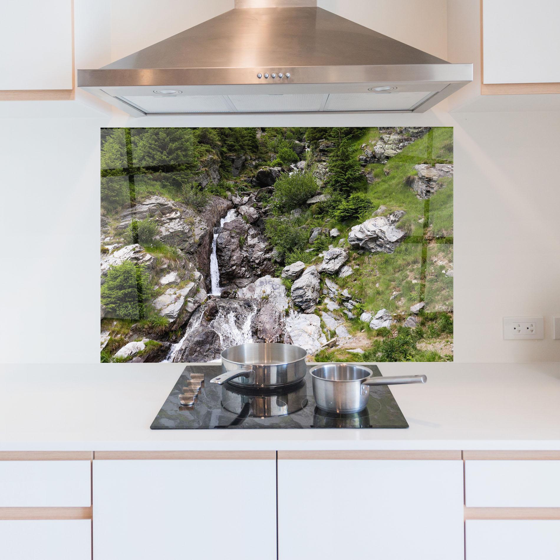 Konyhai üveg hátfal Small Waterfall mockup 5