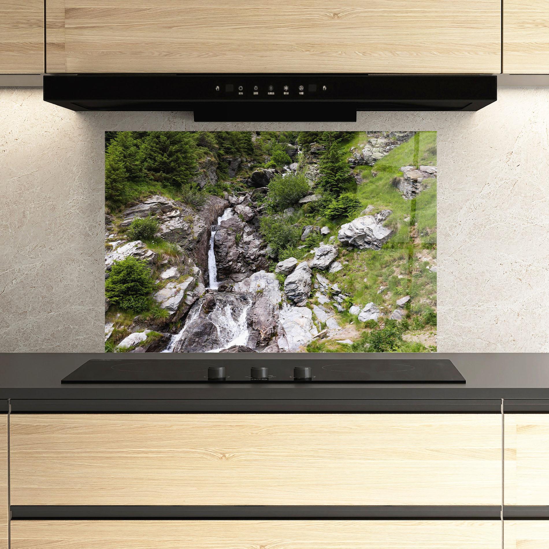 Konyhai üveg hátfal Small Waterfall mockup 3