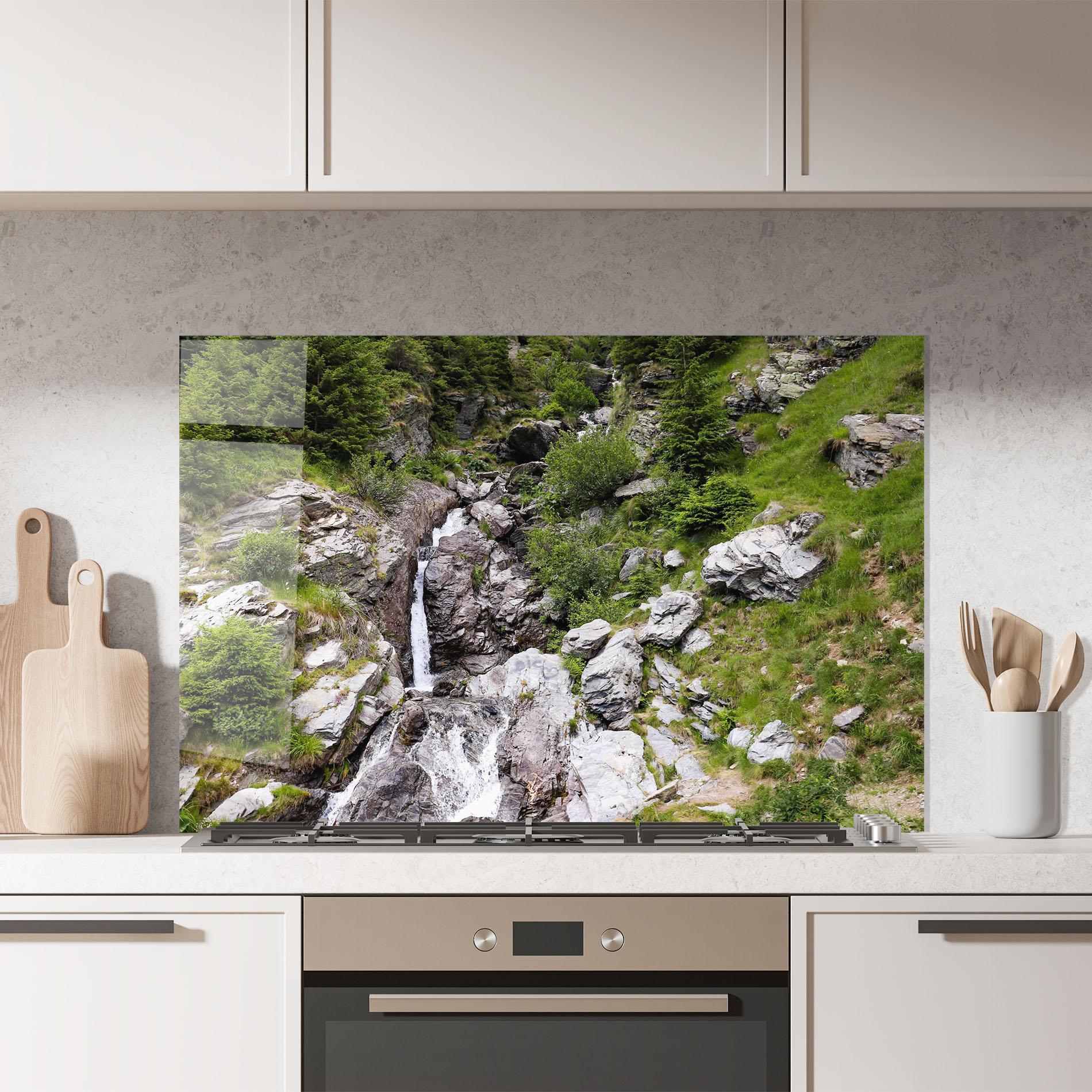 Konyhai üveg hátfal Small Waterfall mockup 7