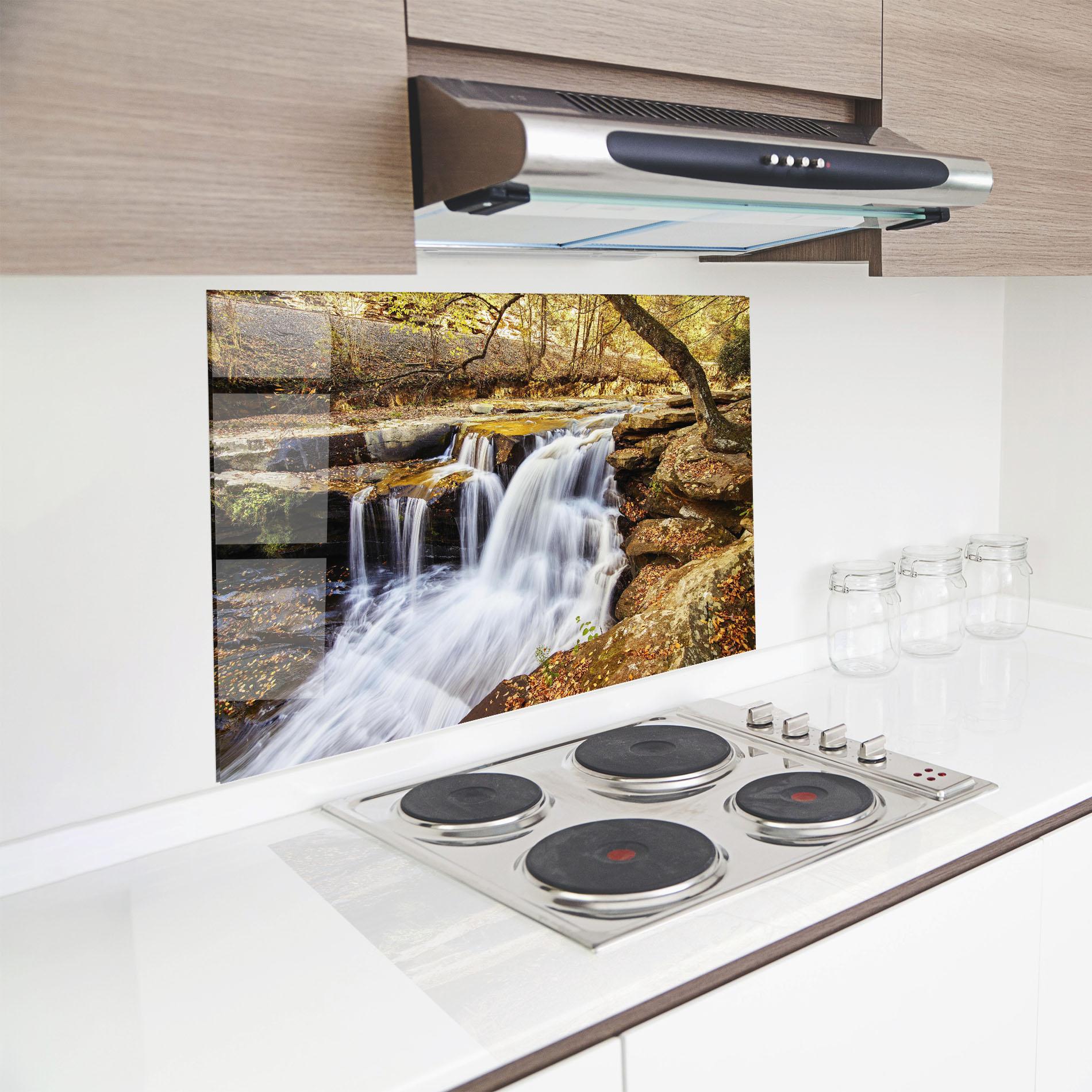 Konyhai üveg hátfal Pretty Autumn Waterfall mockup 8