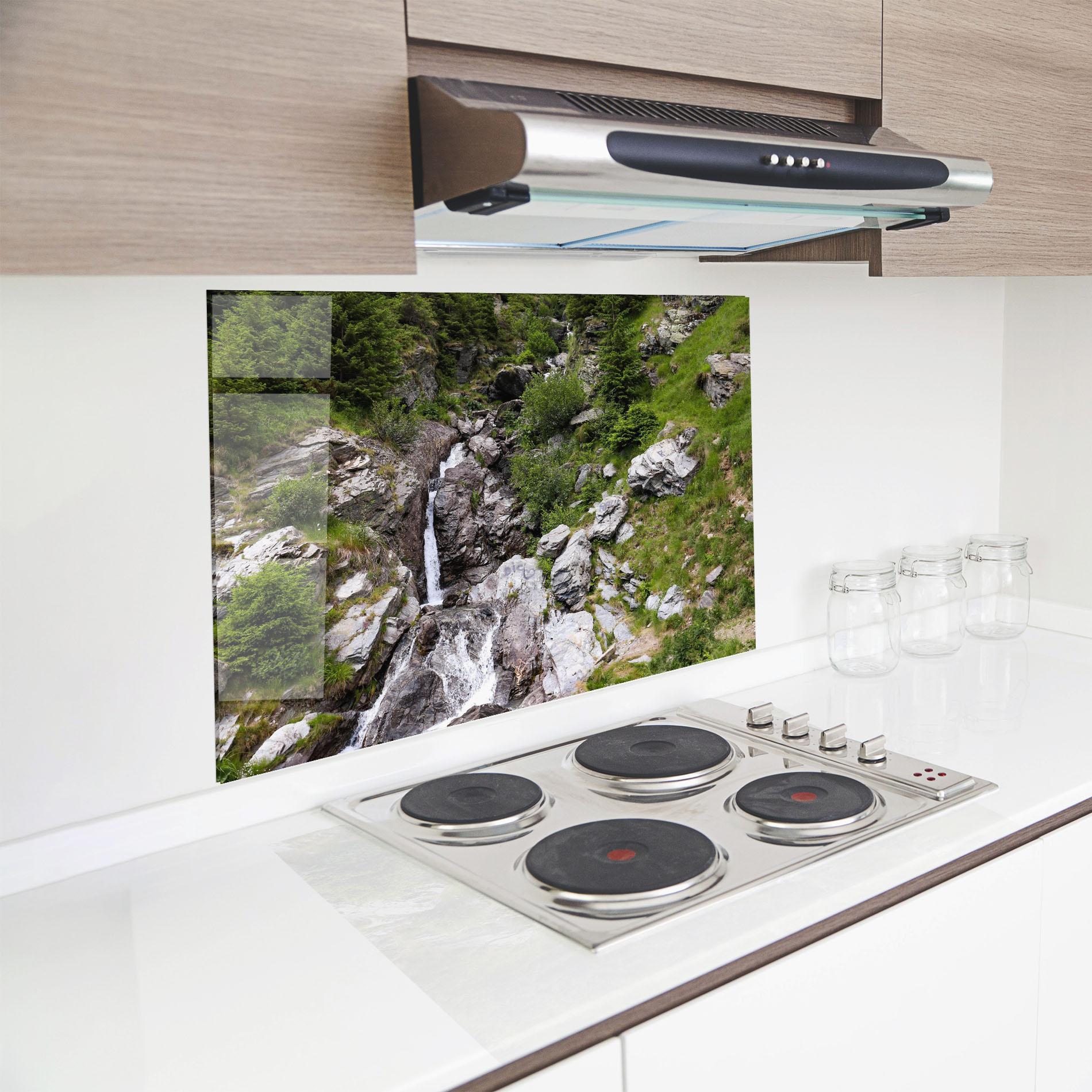 Konyhai üveg hátfal Small Waterfall mockup 8