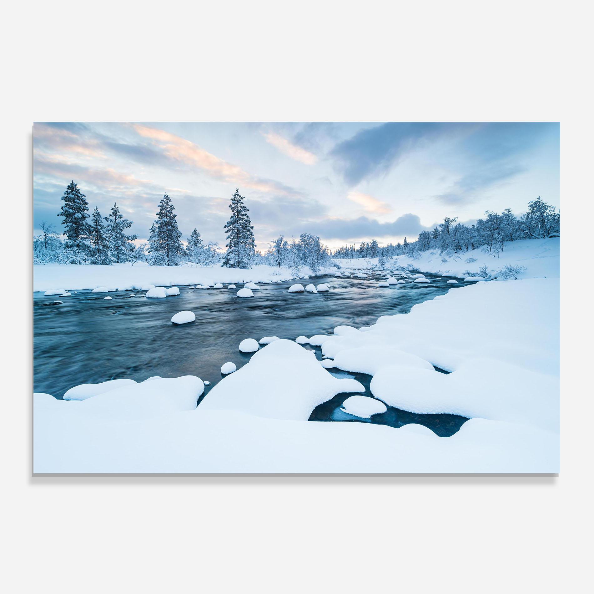 Konyhai üveg hátfal Winter River mockup 0