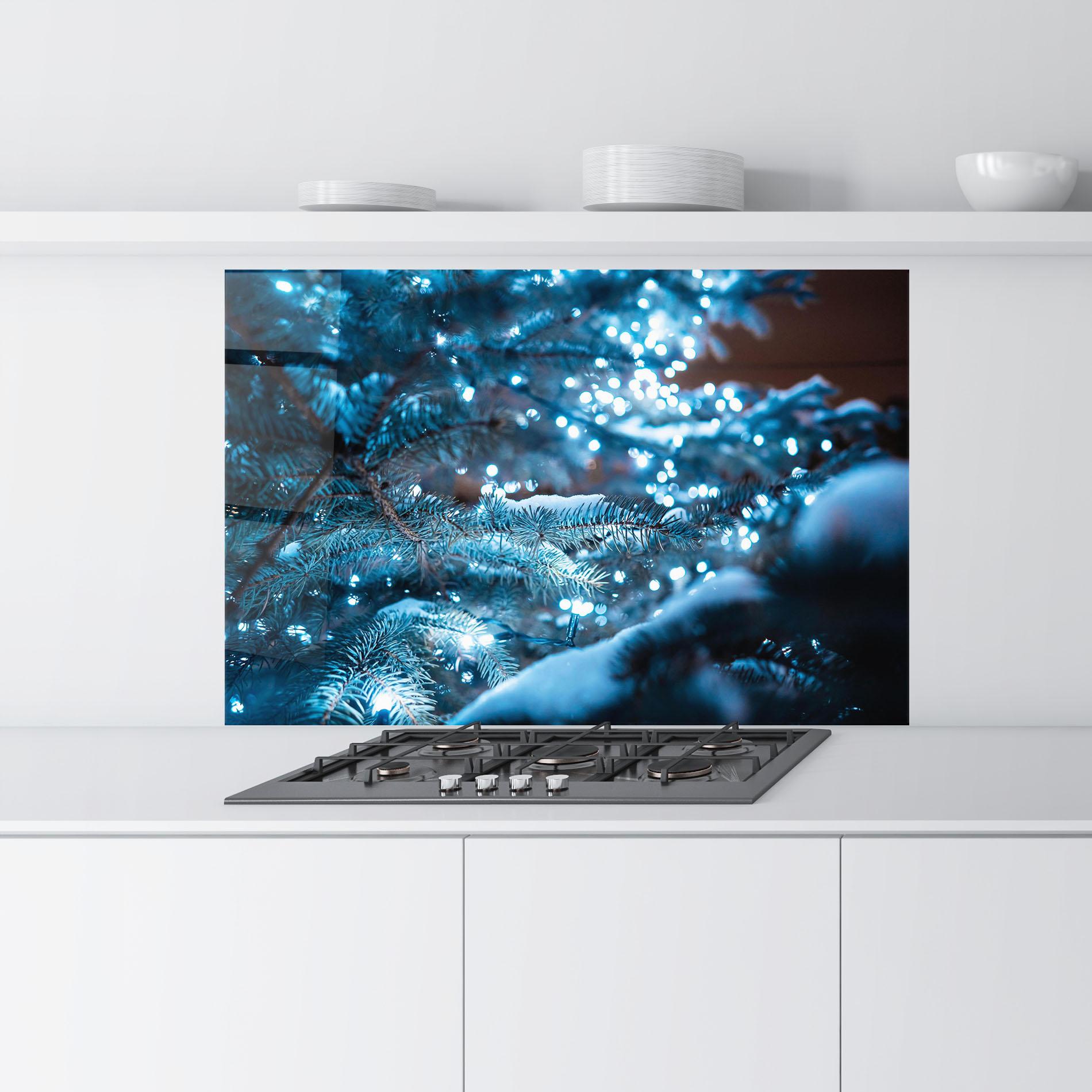 Konyhai üveg hátfal Blue Christmas Tree mockup 9