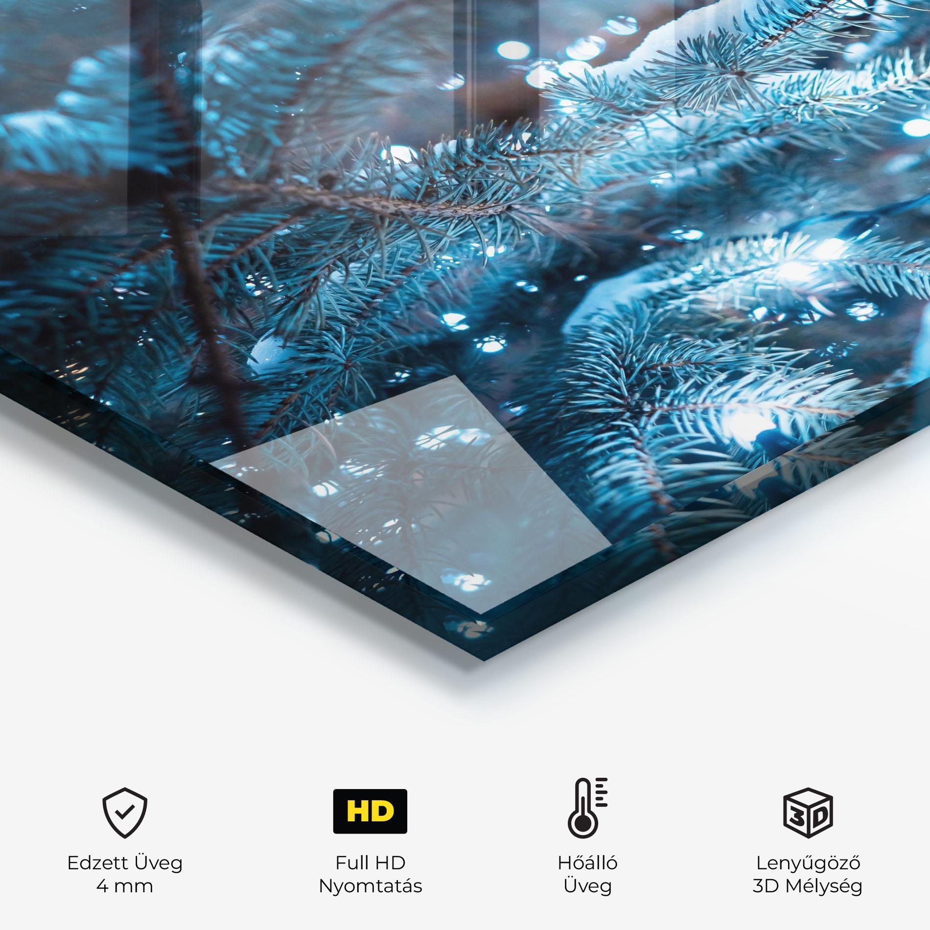 Konyhai üveg hátfal Blue Christmas Tree mockup 2