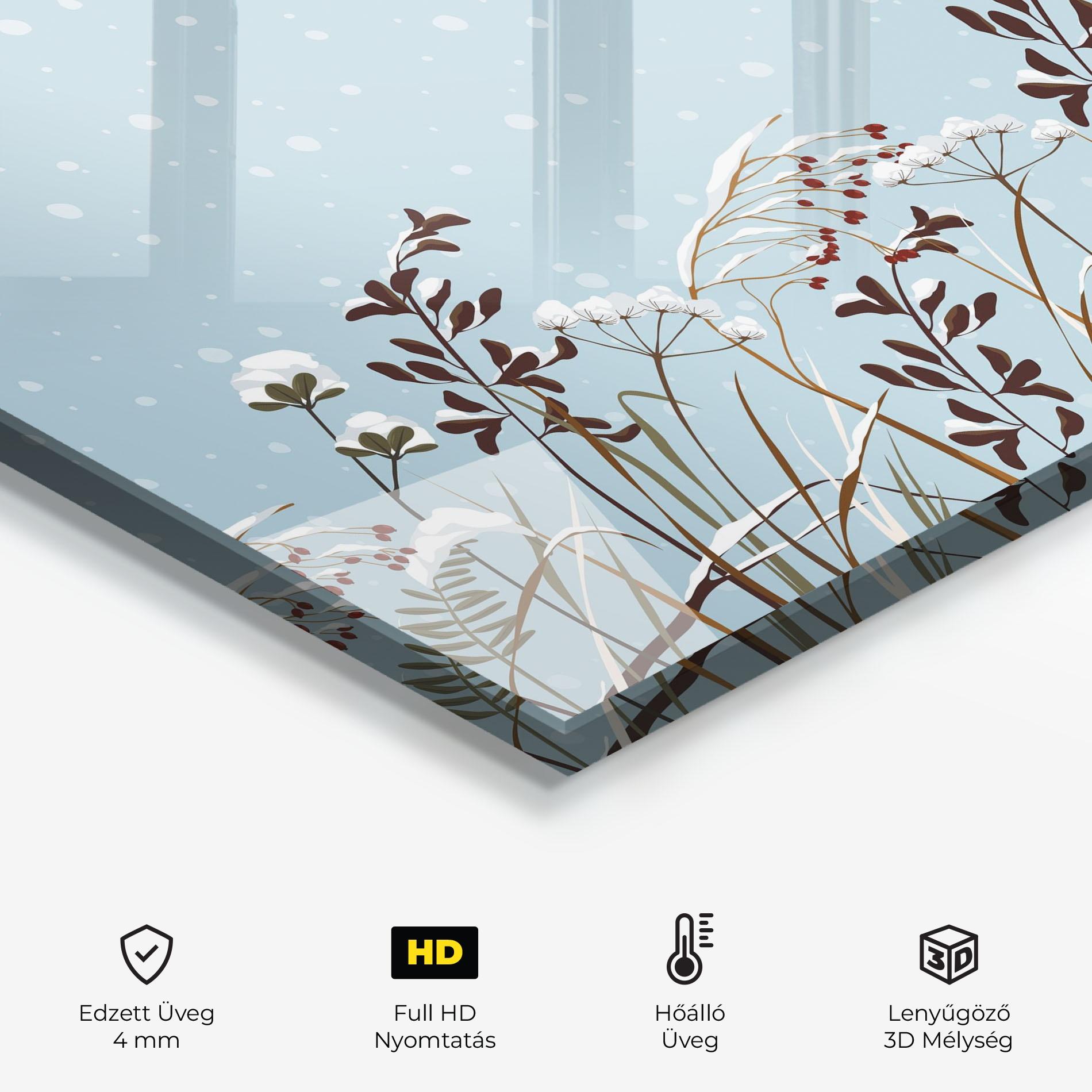 Konyhai üveg hátfal Snow Plants mockup 2