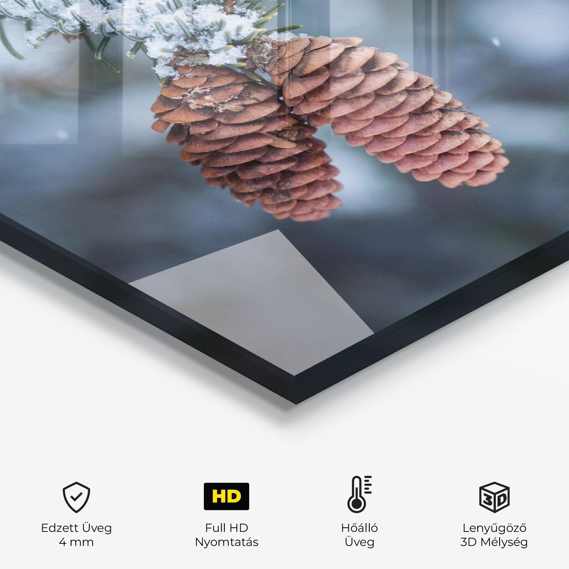 Konyhai üveg hátfal Winter Cones mockup 2