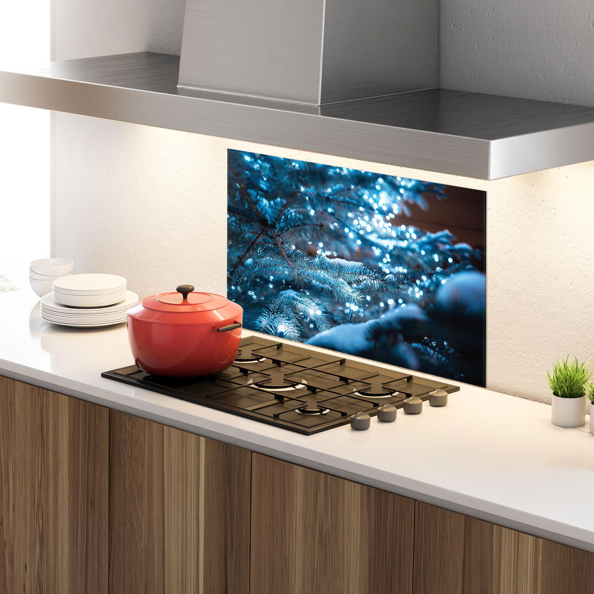 Konyhai üveg hátfal Blue Christmas Tree mockup 4