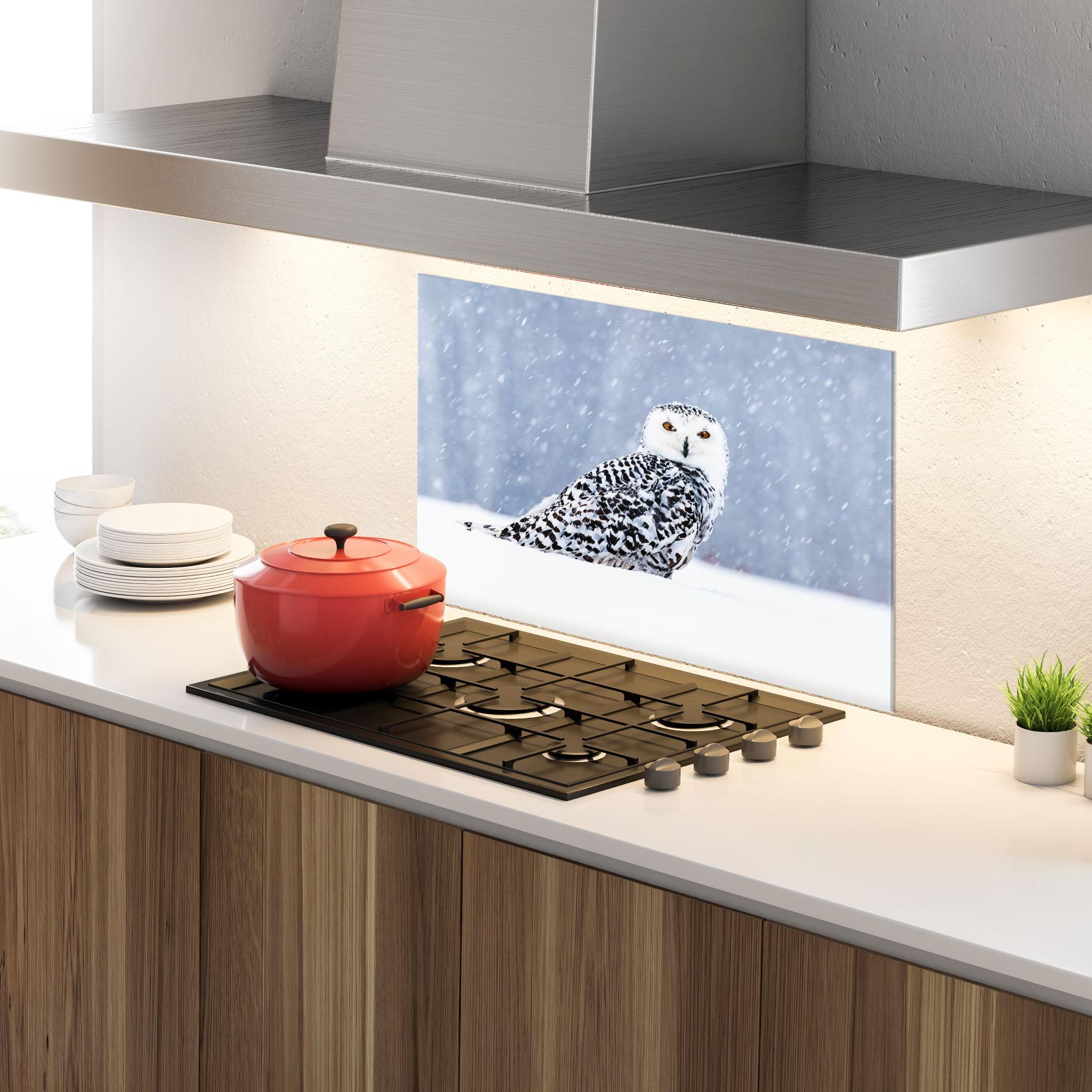 Konyhai üveg hátfal Snow Owl mockup 4