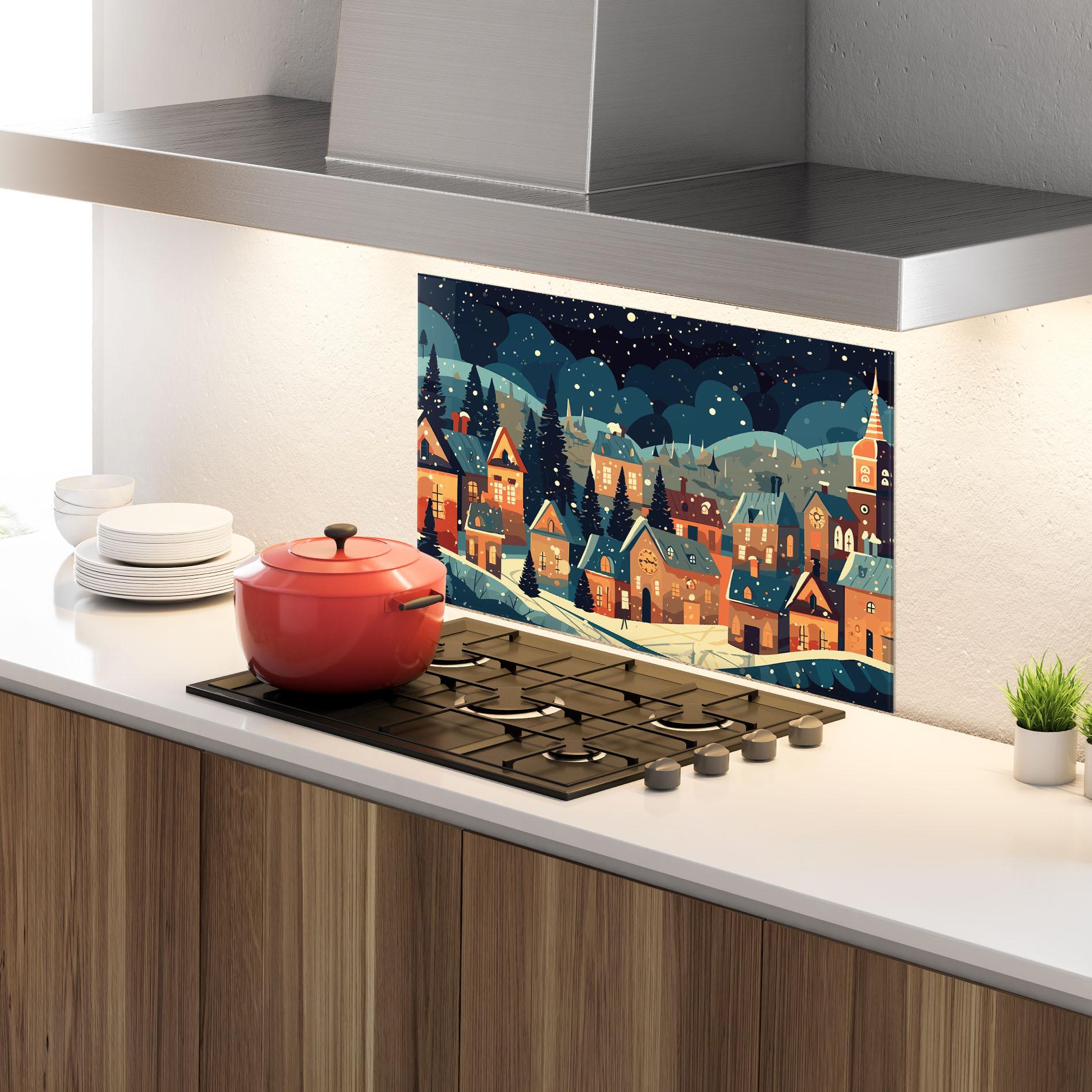 Konyhai üveg hátfal Winter View Houses mockup 4