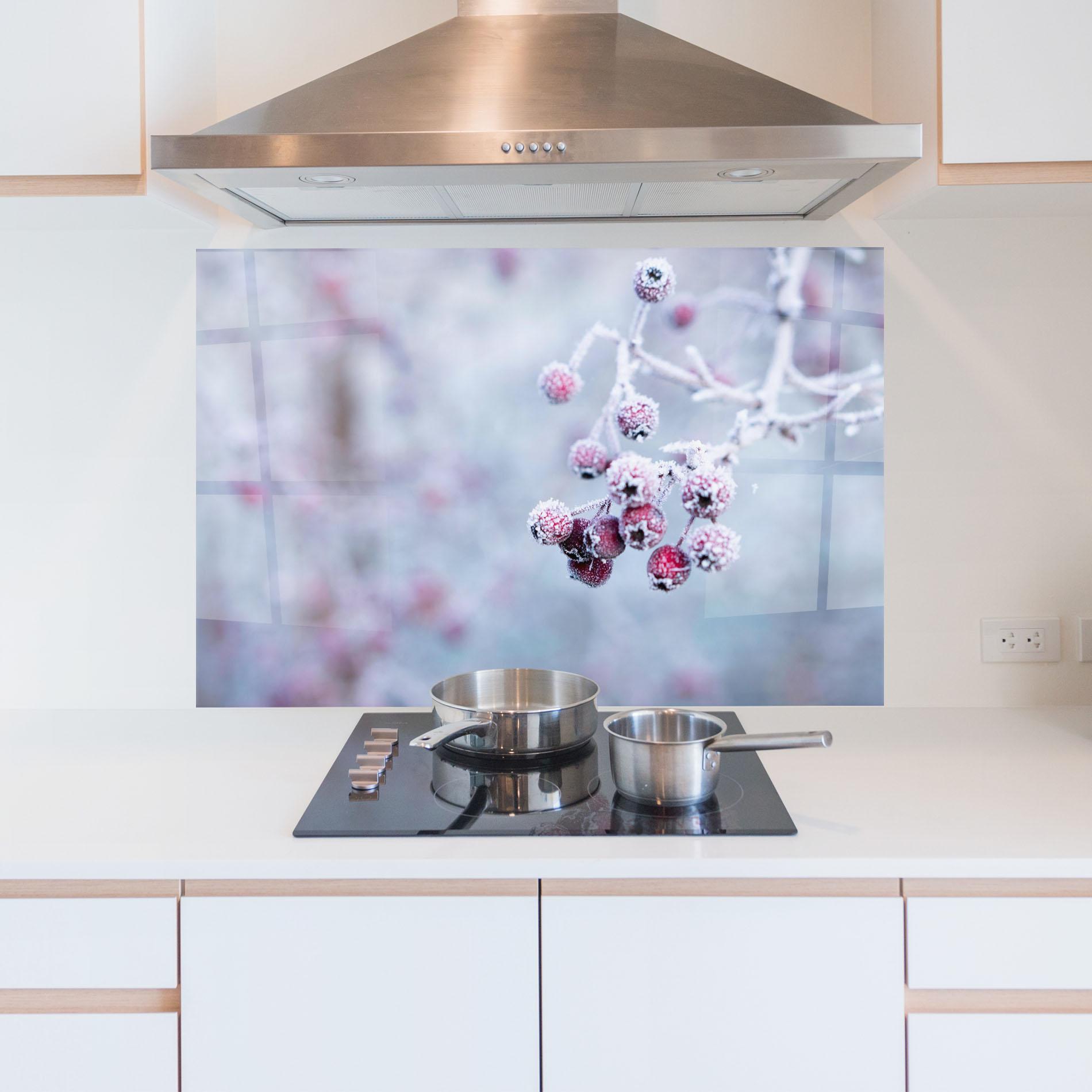 Konyhai üveg hátfal Red Winter Fruits mockup 5