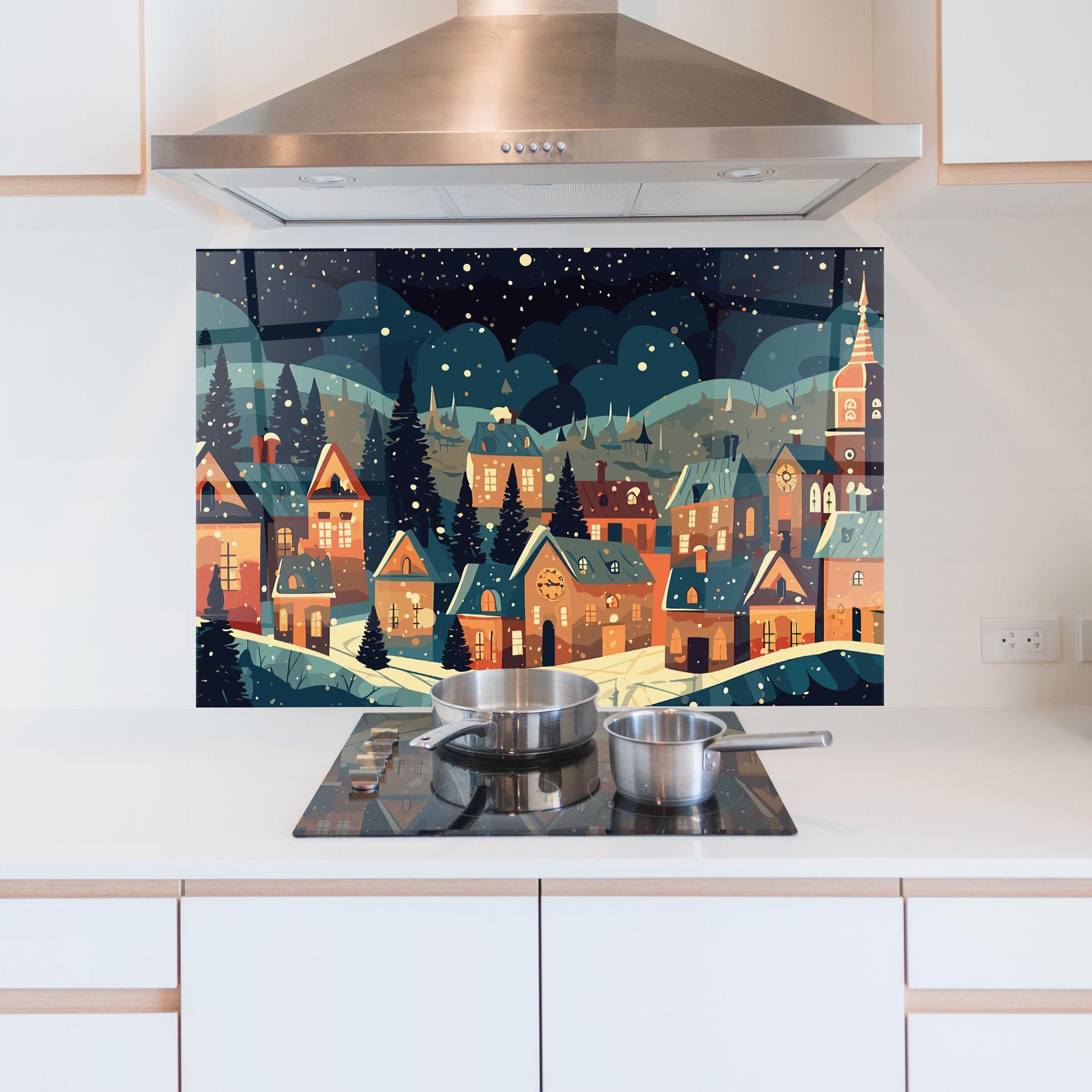 Konyhai üveg hátfal Winter View Houses mockup 5