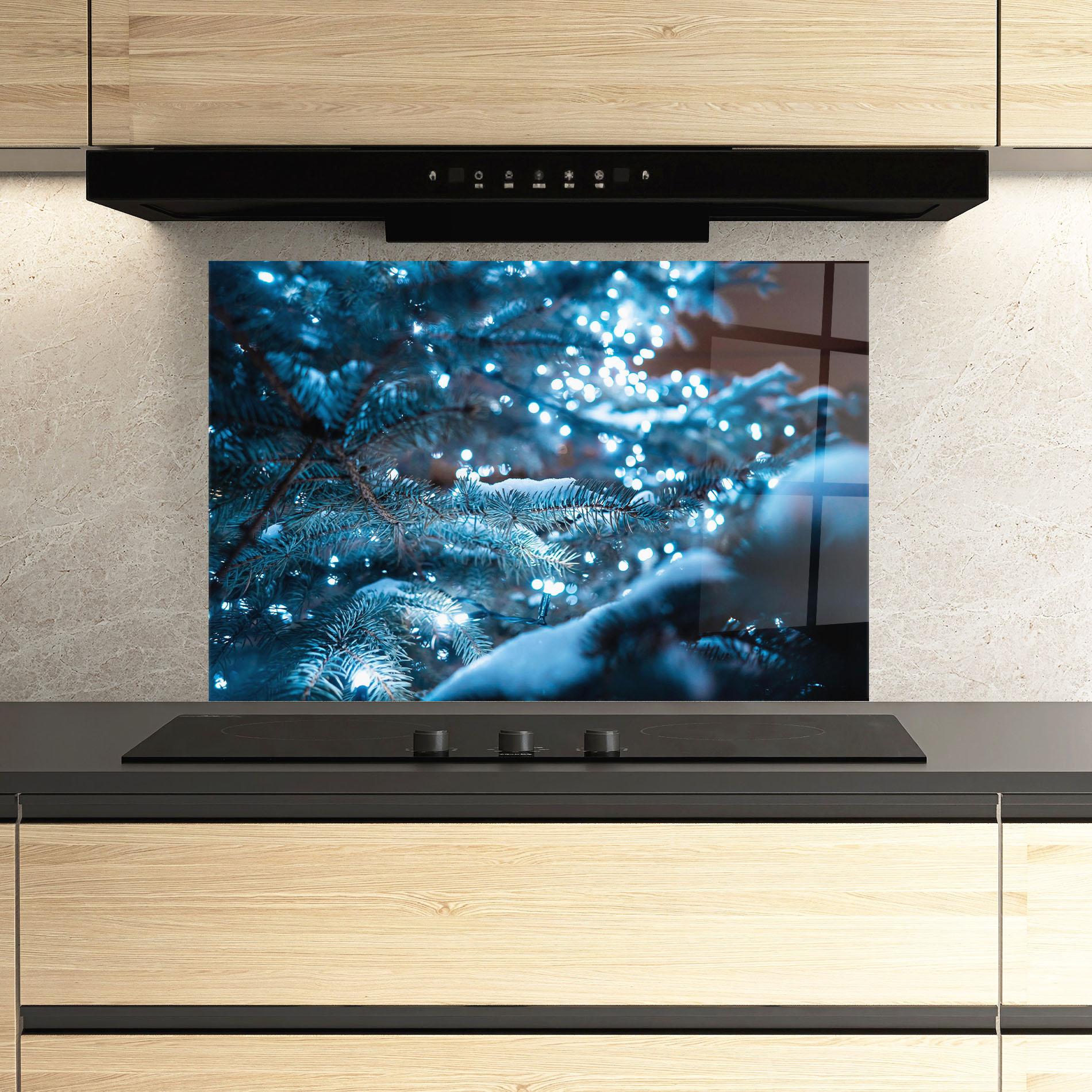 Konyhai üveg hátfal Blue Christmas Tree mockup 3