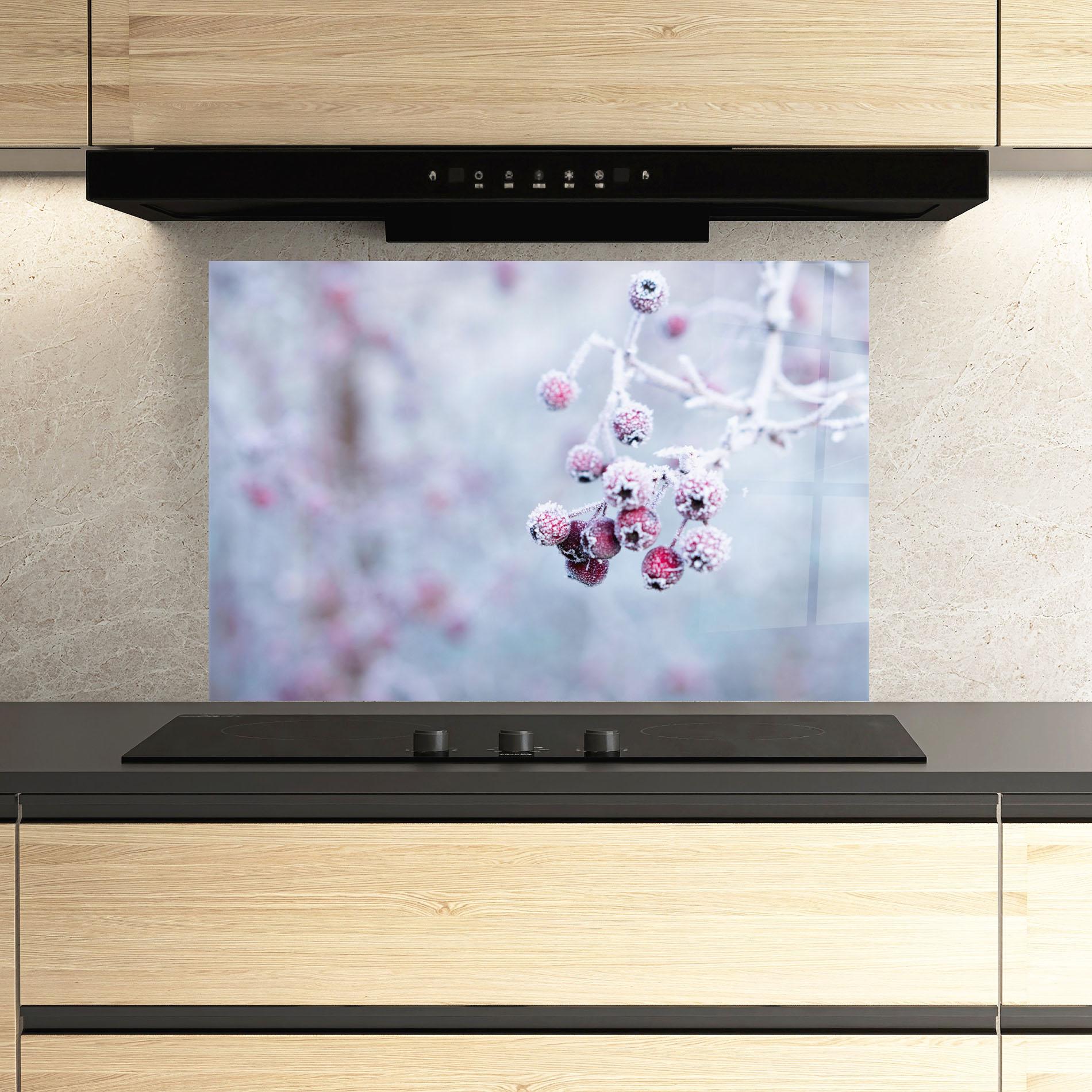 Konyhai üveg hátfal Red Winter Fruits mockup 3