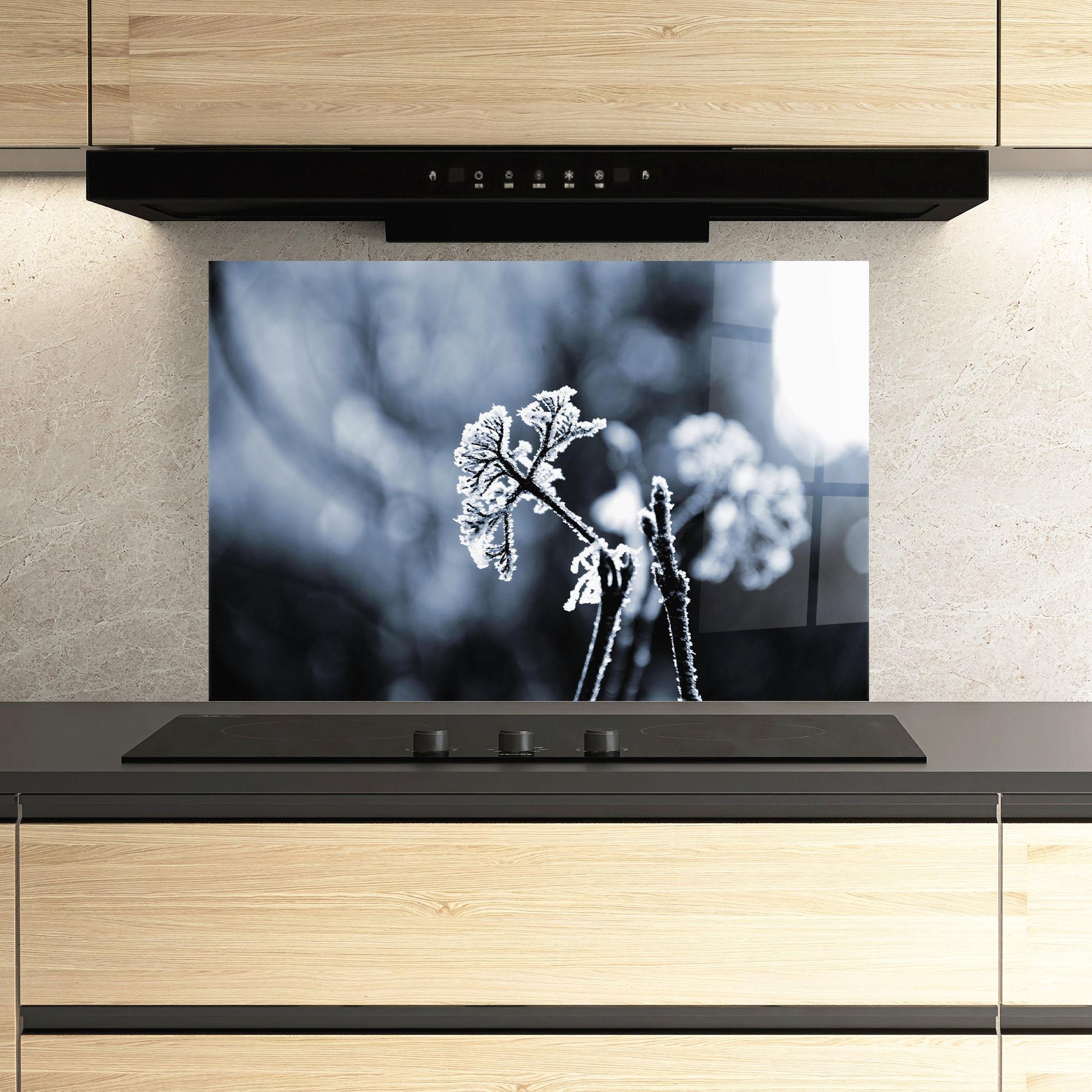 Konyhai üveg hátfal Winter Plant mockup 3