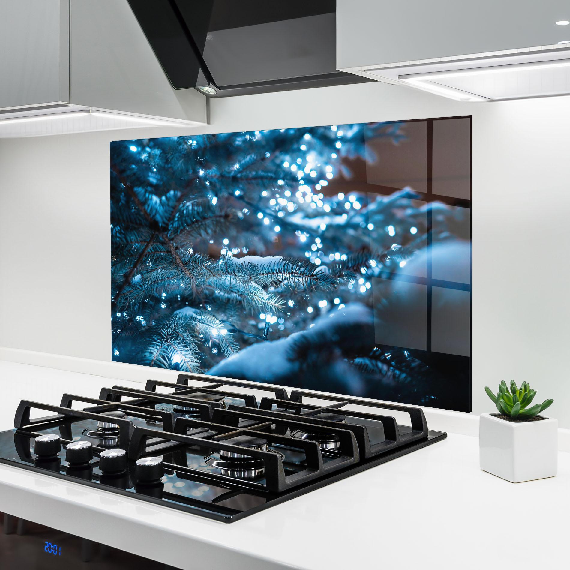 Konyhai üveg hátfal Blue Christmas Tree mockup 6