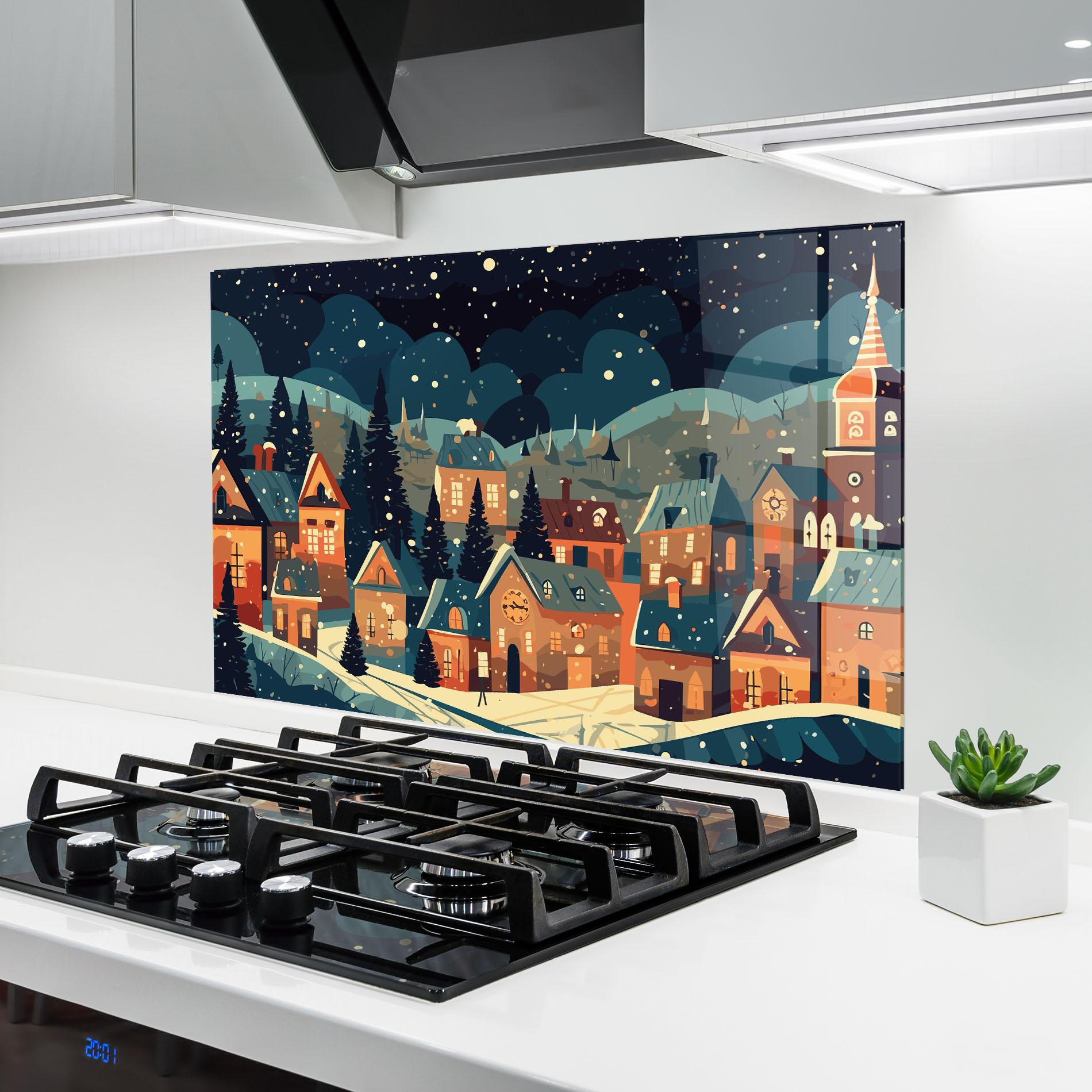 Konyhai üveg hátfal Winter View Houses mockup 6