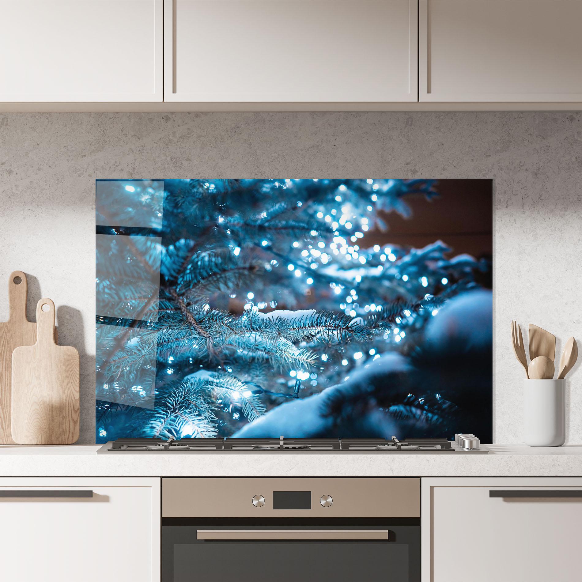 Konyhai üveg hátfal Blue Christmas Tree mockup 7