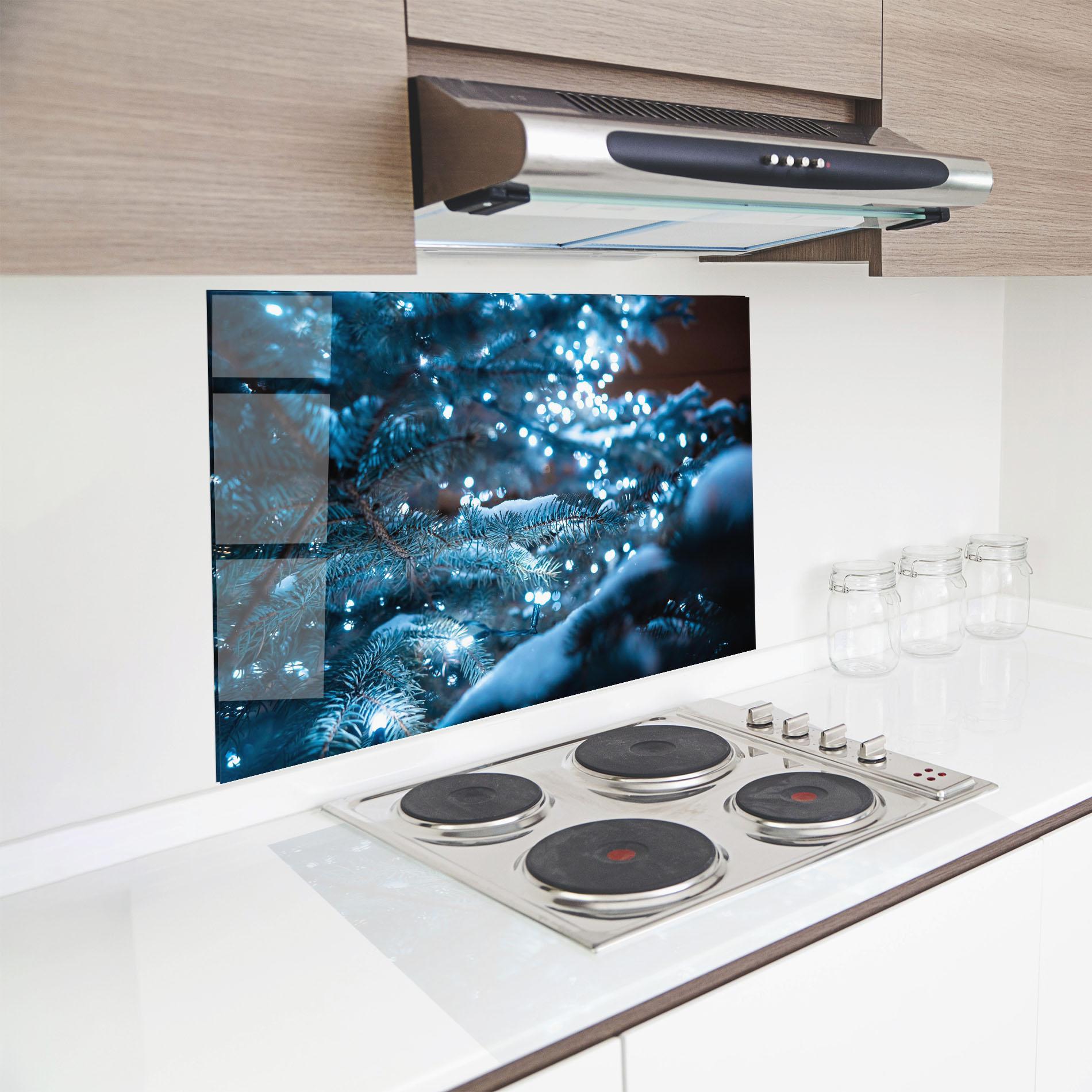 Konyhai üveg hátfal Blue Christmas Tree mockup 8