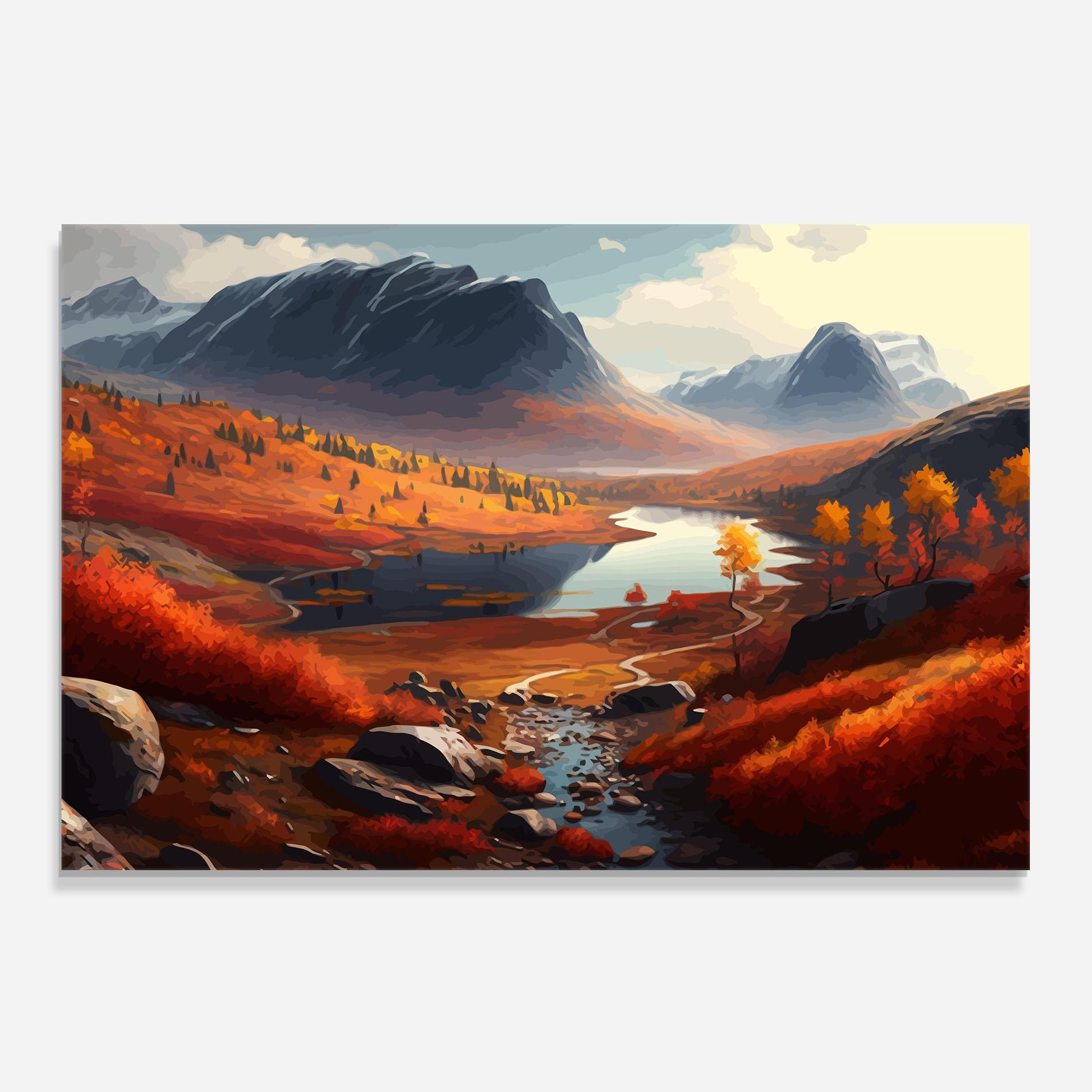Konyhai üveg hátfal Autumn Field Lake mockup 0