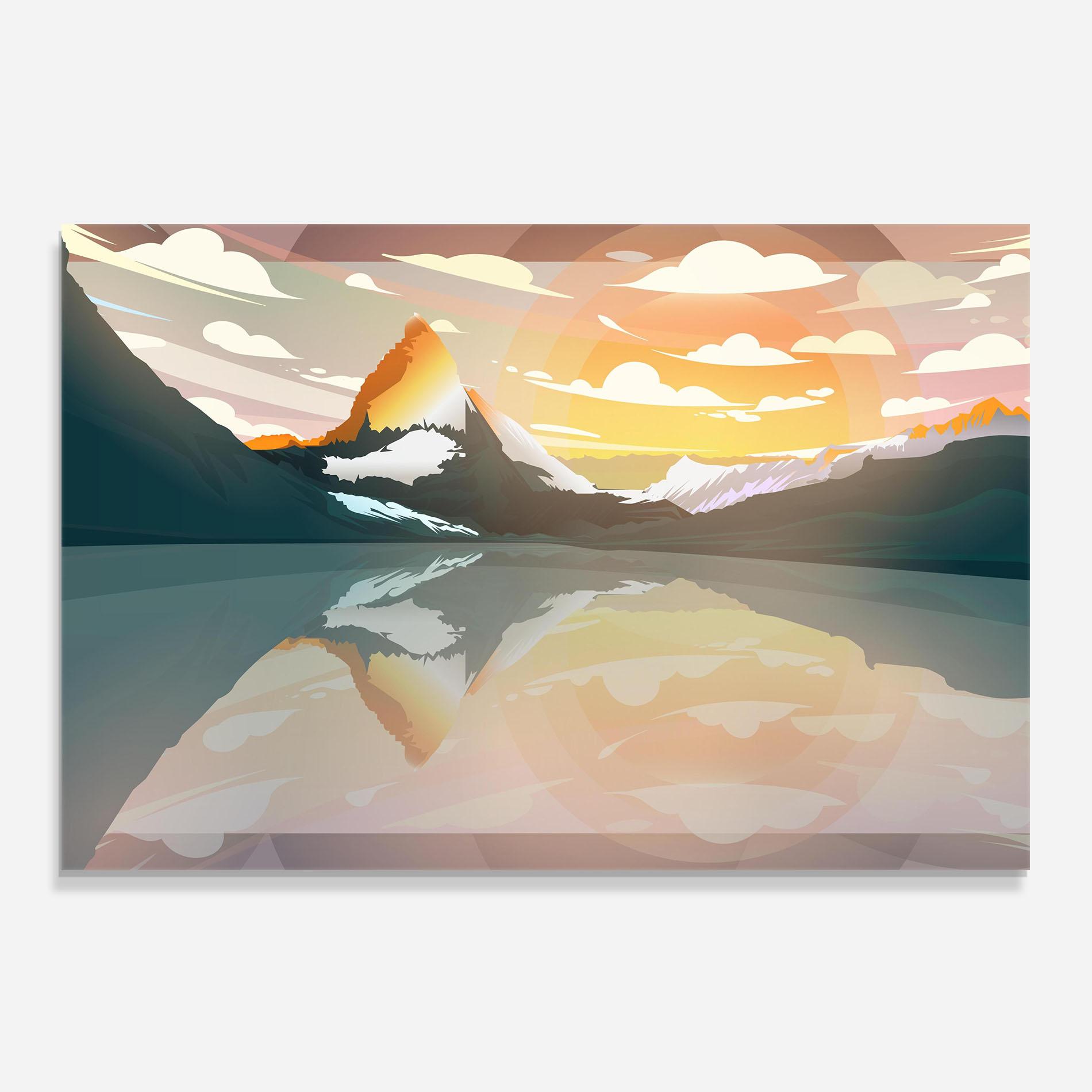 Konyhai üveg hátfal Green Mountain Lake mockup 0