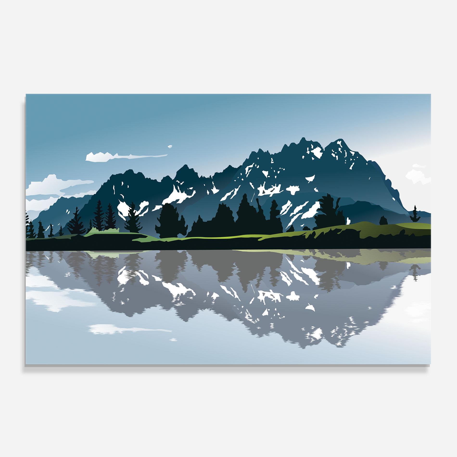 Konyhai üveg hátfal Lake Blue Mountain mockup 0