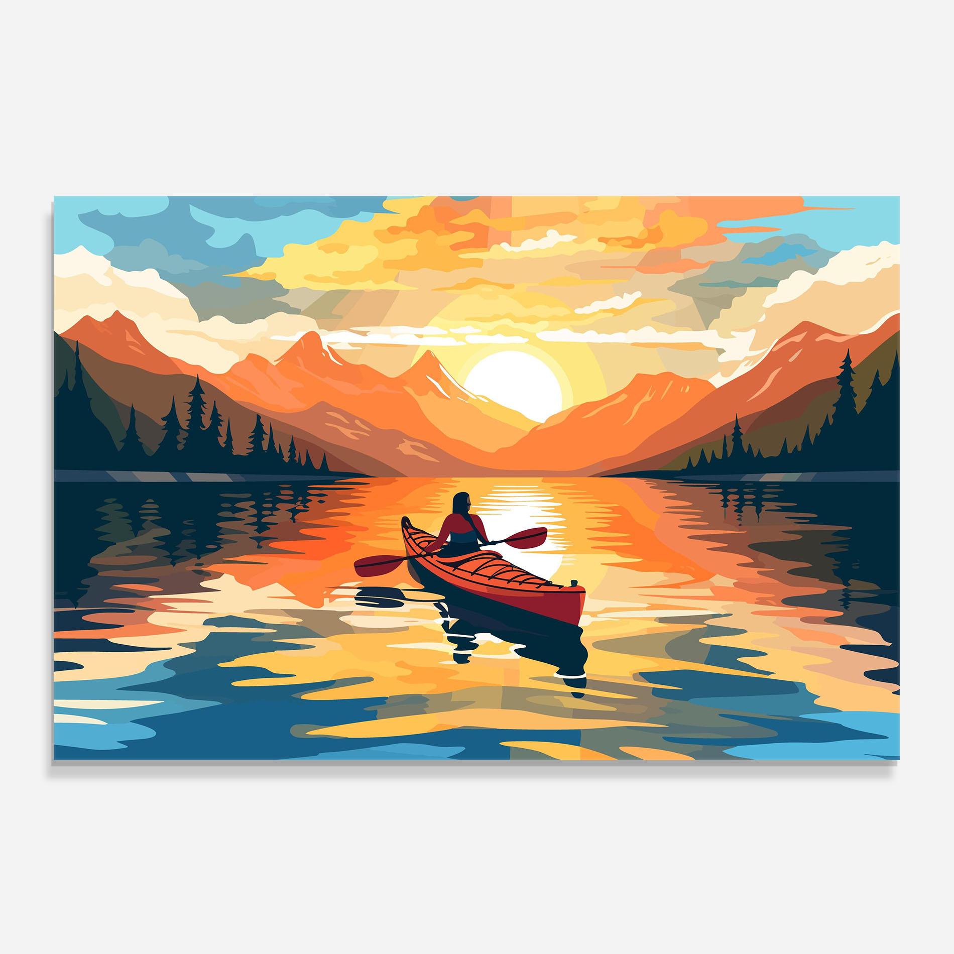 Konyhai üveg hátfal Young_woman_kayaking_in_crystal_lake_illustration_6 mockup 0