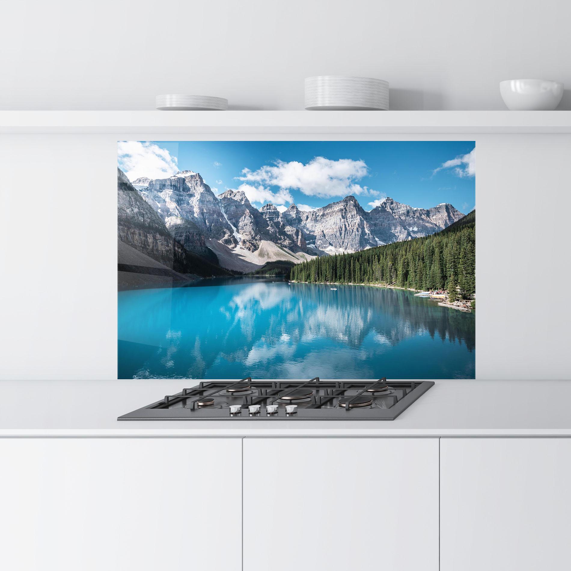 Konyhai üveg hátfal Beautiful Lake Canada mockup 9