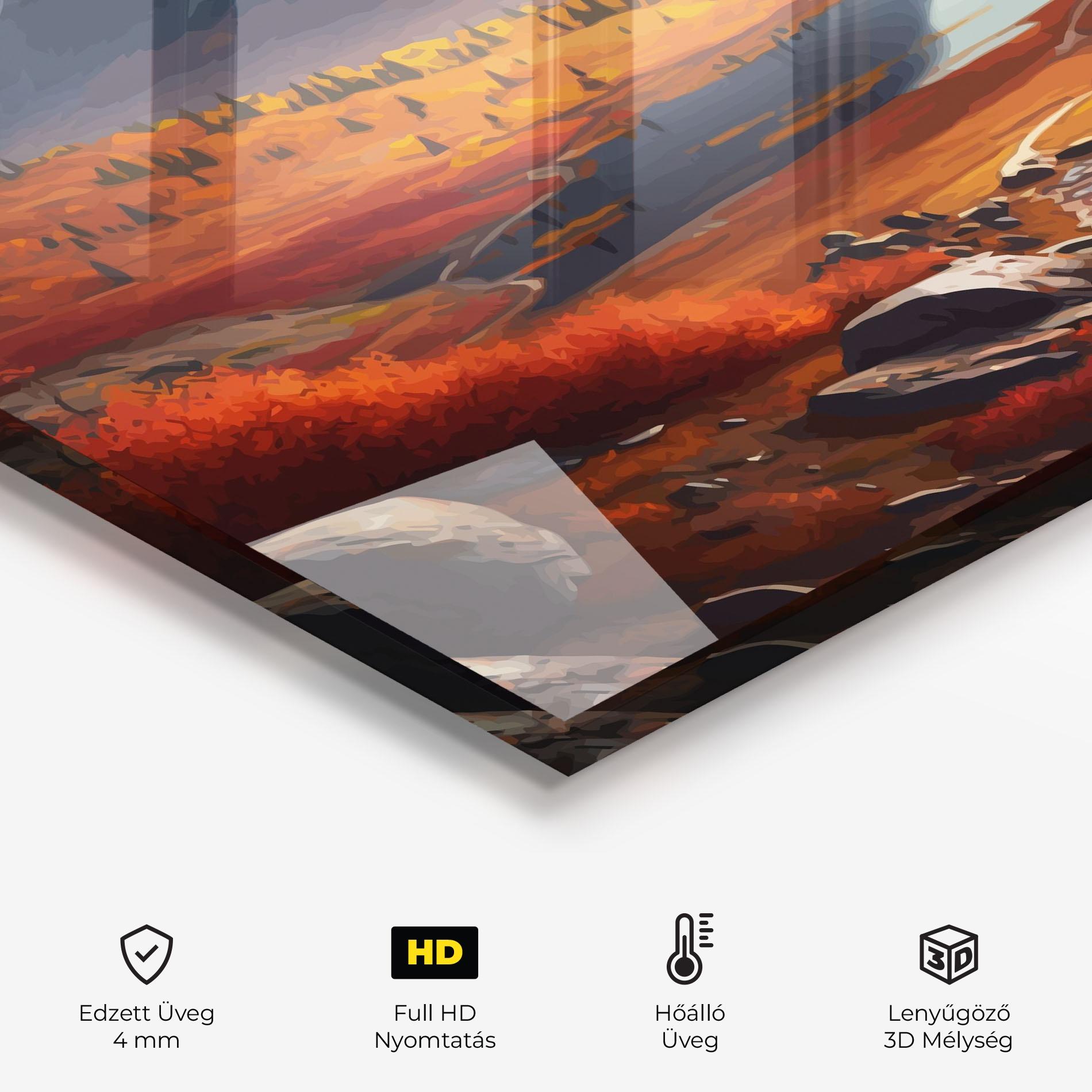 Konyhai üveg hátfal Autumn Field Lake mockup 2