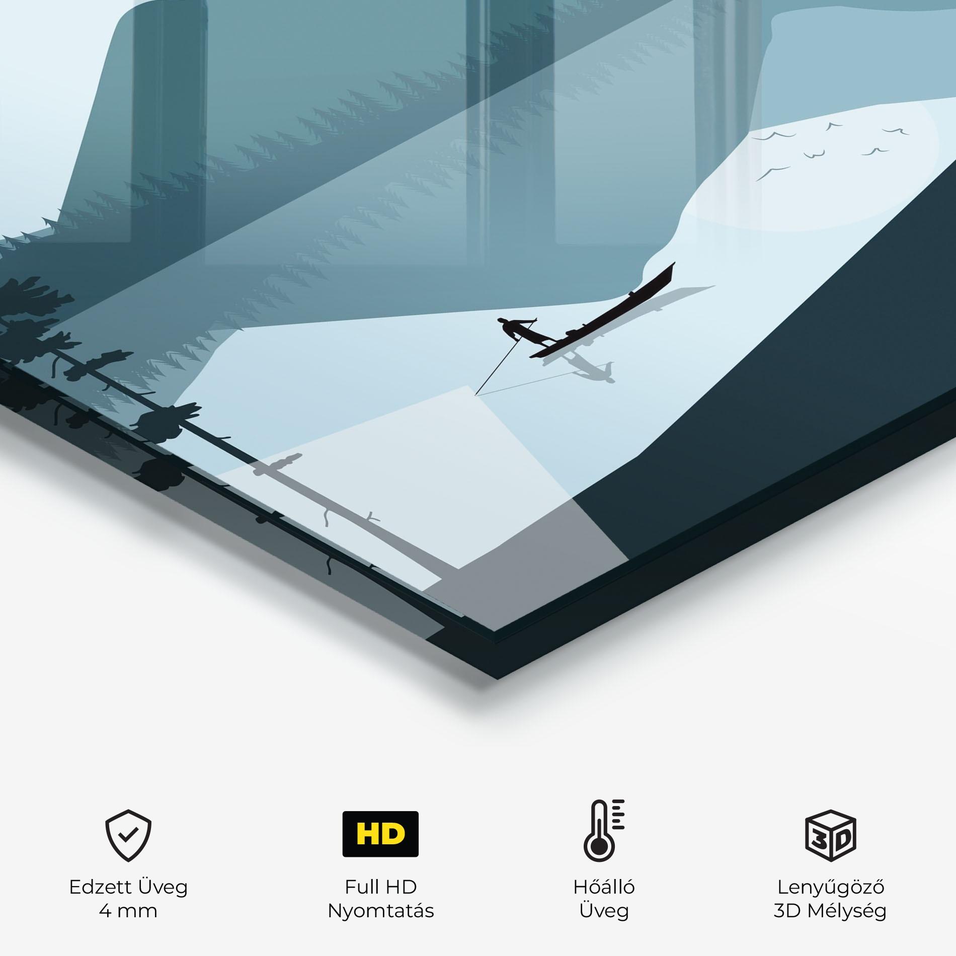 Konyhai üveg hátfal Blue Light Lake mockup 2