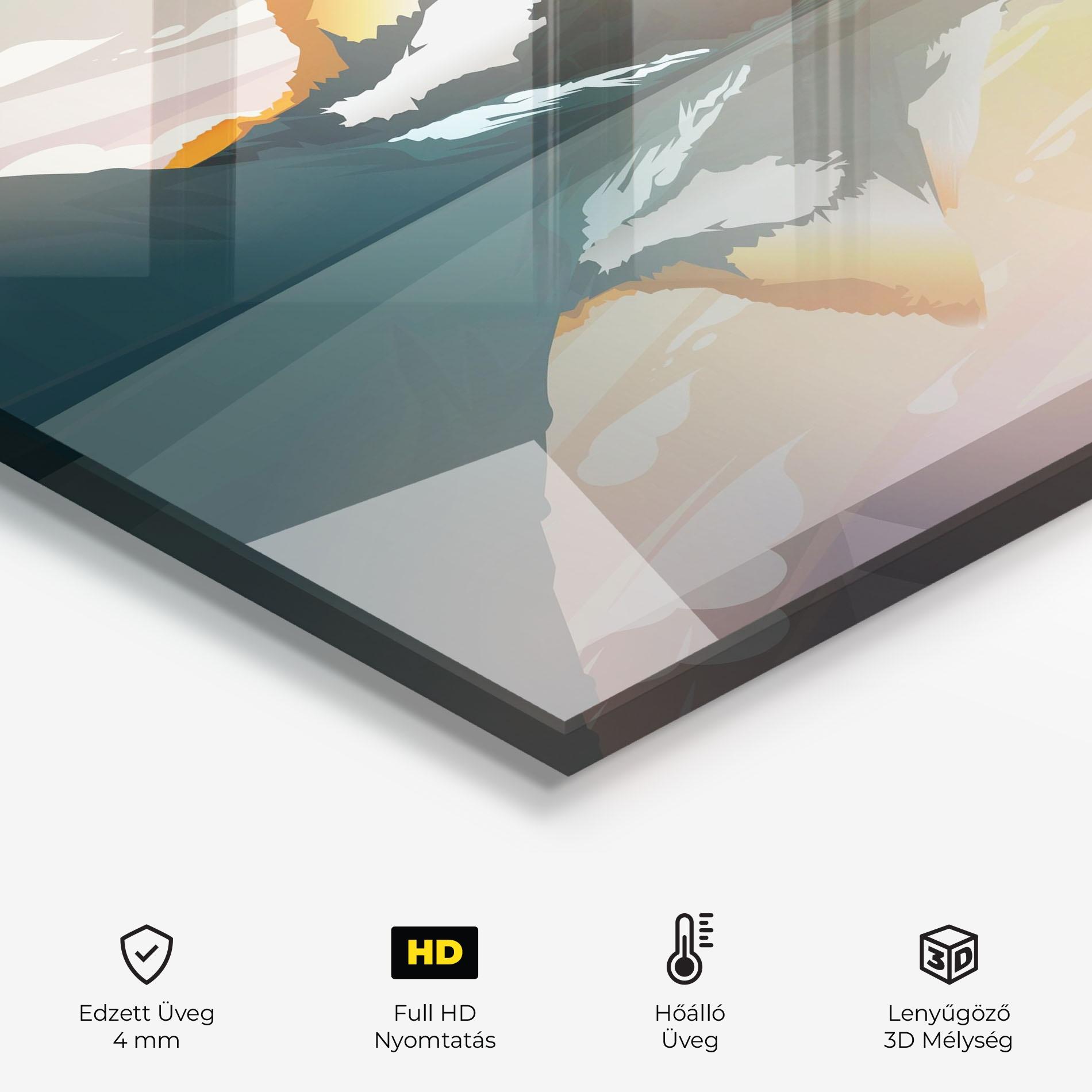 Konyhai üveg hátfal Green Mountain Lake mockup 2