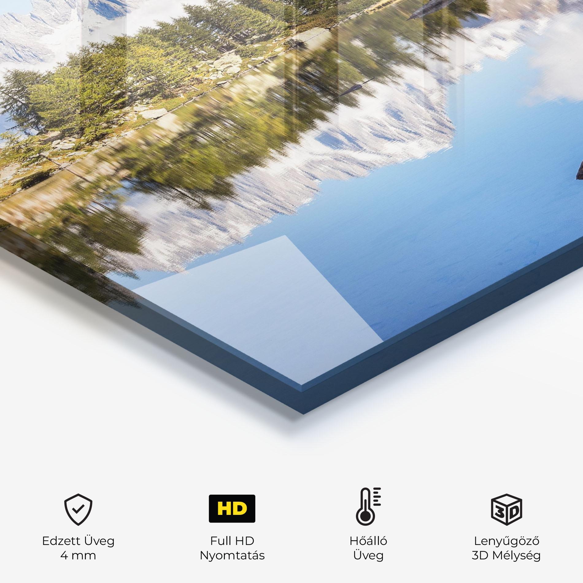 Konyhai üveg hátfal Mountain Reflection mockup 2