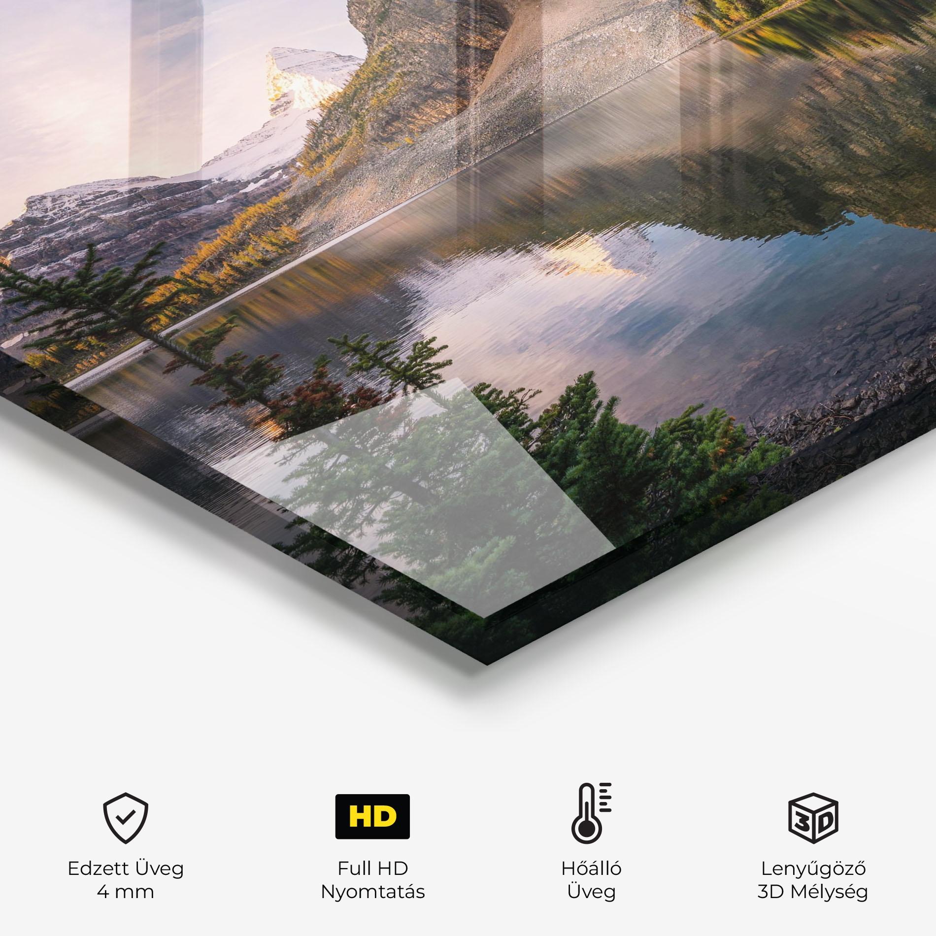 Konyhai üveg hátfal Mountain Sunrise Lake mockup 2