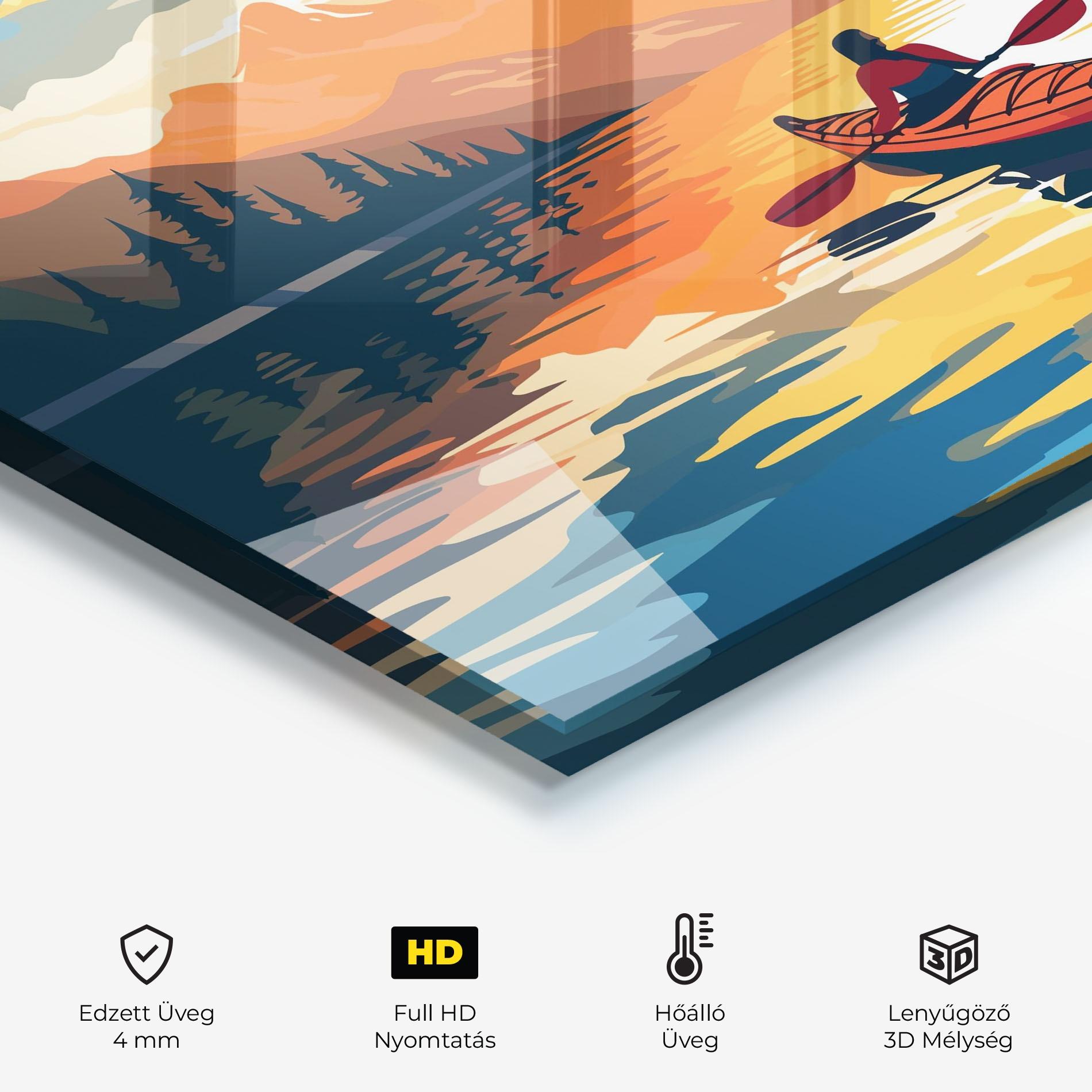 Konyhai üveg hátfal Young_woman_kayaking_in_crystal_lake_illustration_6 mockup 2
