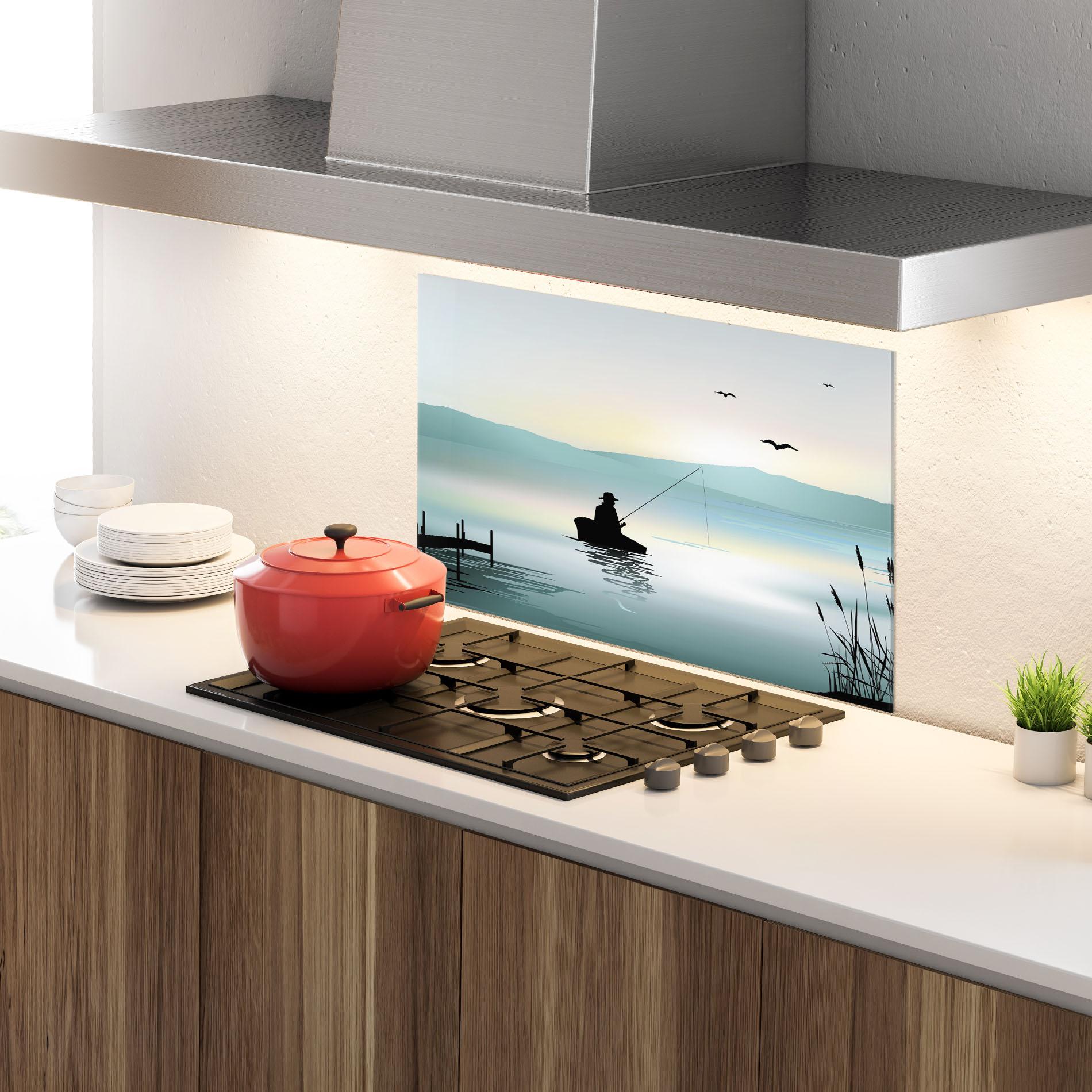 Konyhai üveg hátfal Fishman Lake View mockup 4