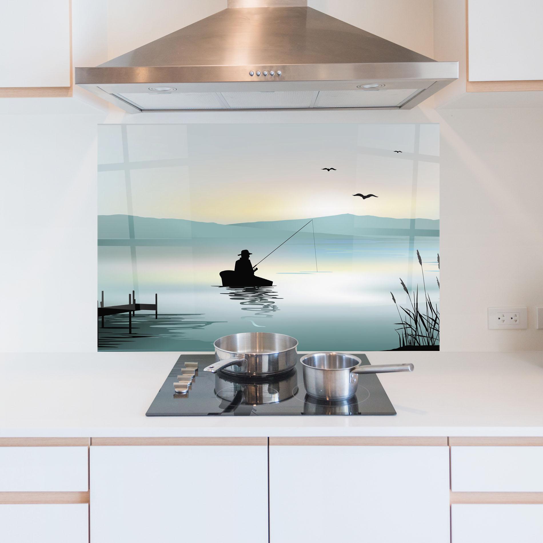 Konyhai üveg hátfal Fishman Lake View mockup 5