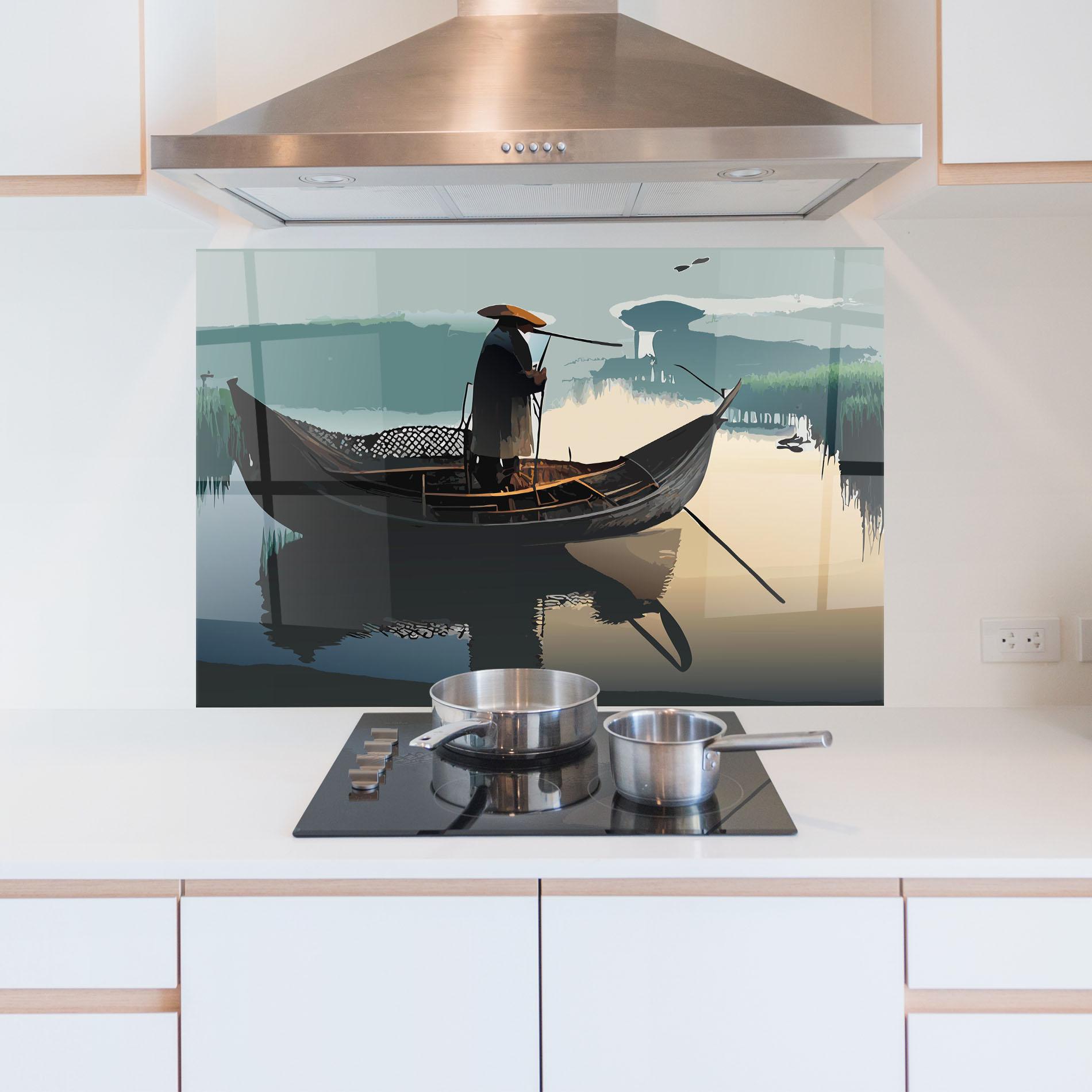 Konyhai üveg hátfal Japan Man Lake mockup 5