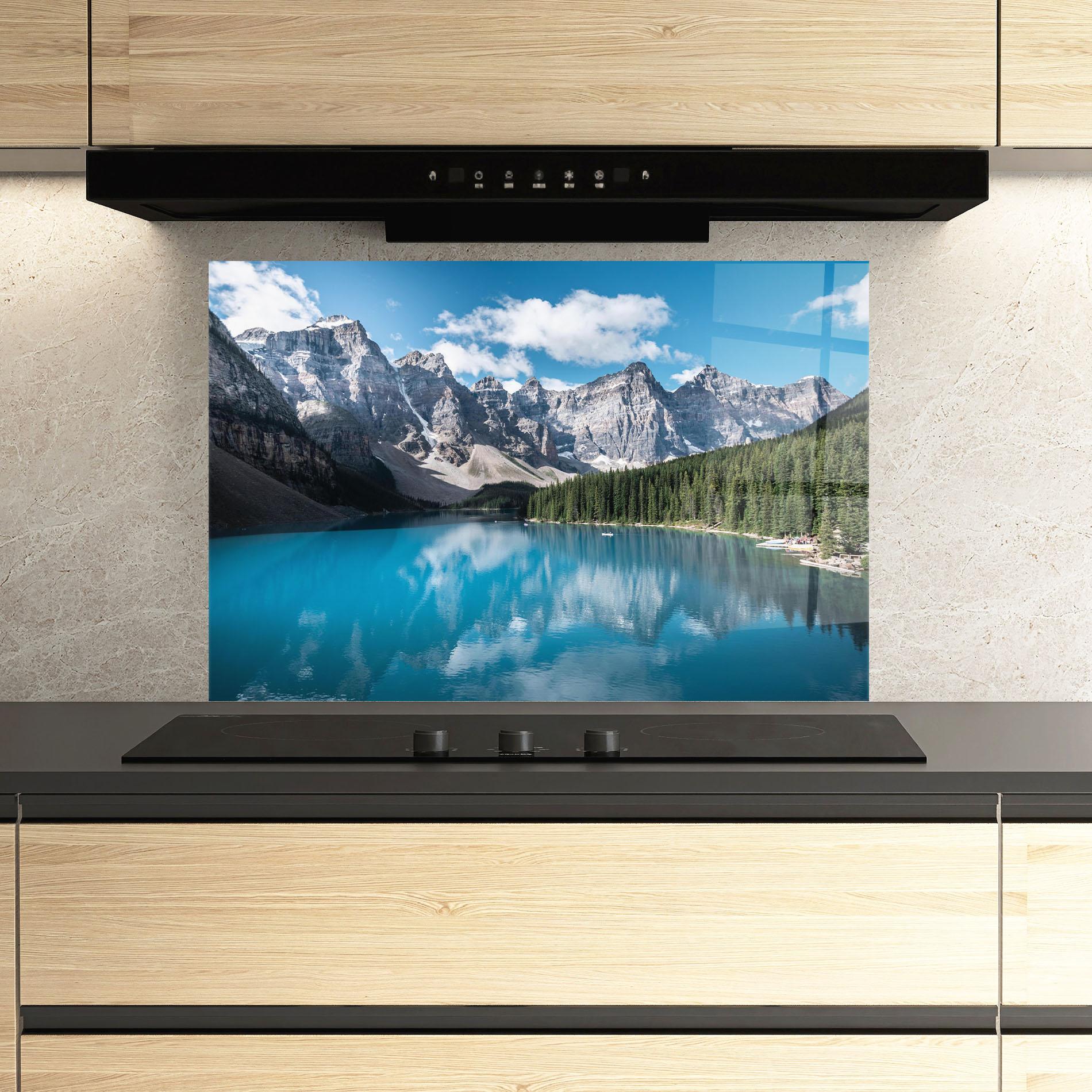 Konyhai üveg hátfal Beautiful Lake Canada mockup 3