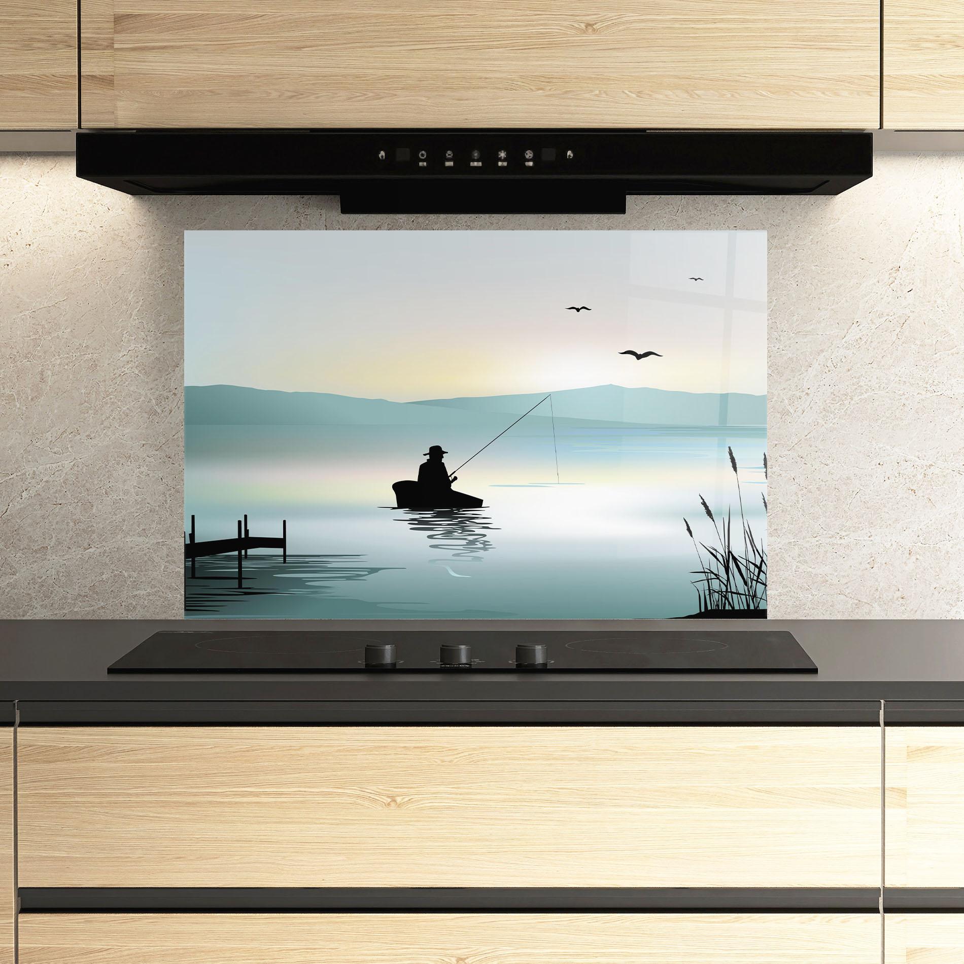 Konyhai üveg hátfal Fishman Lake View mockup 3