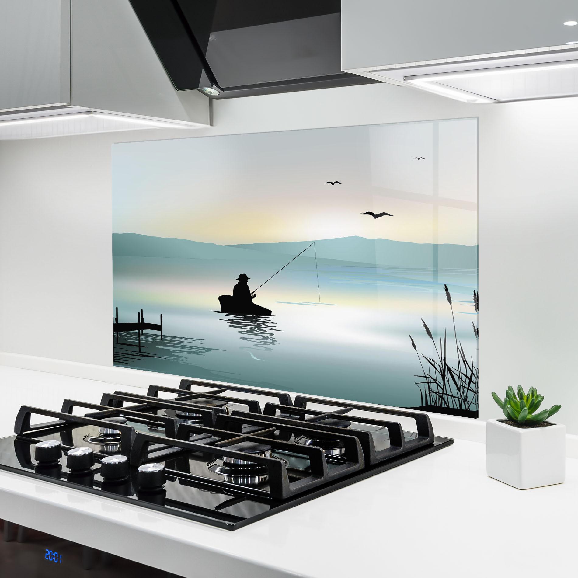 Konyhai üveg hátfal Fishman Lake View mockup 6